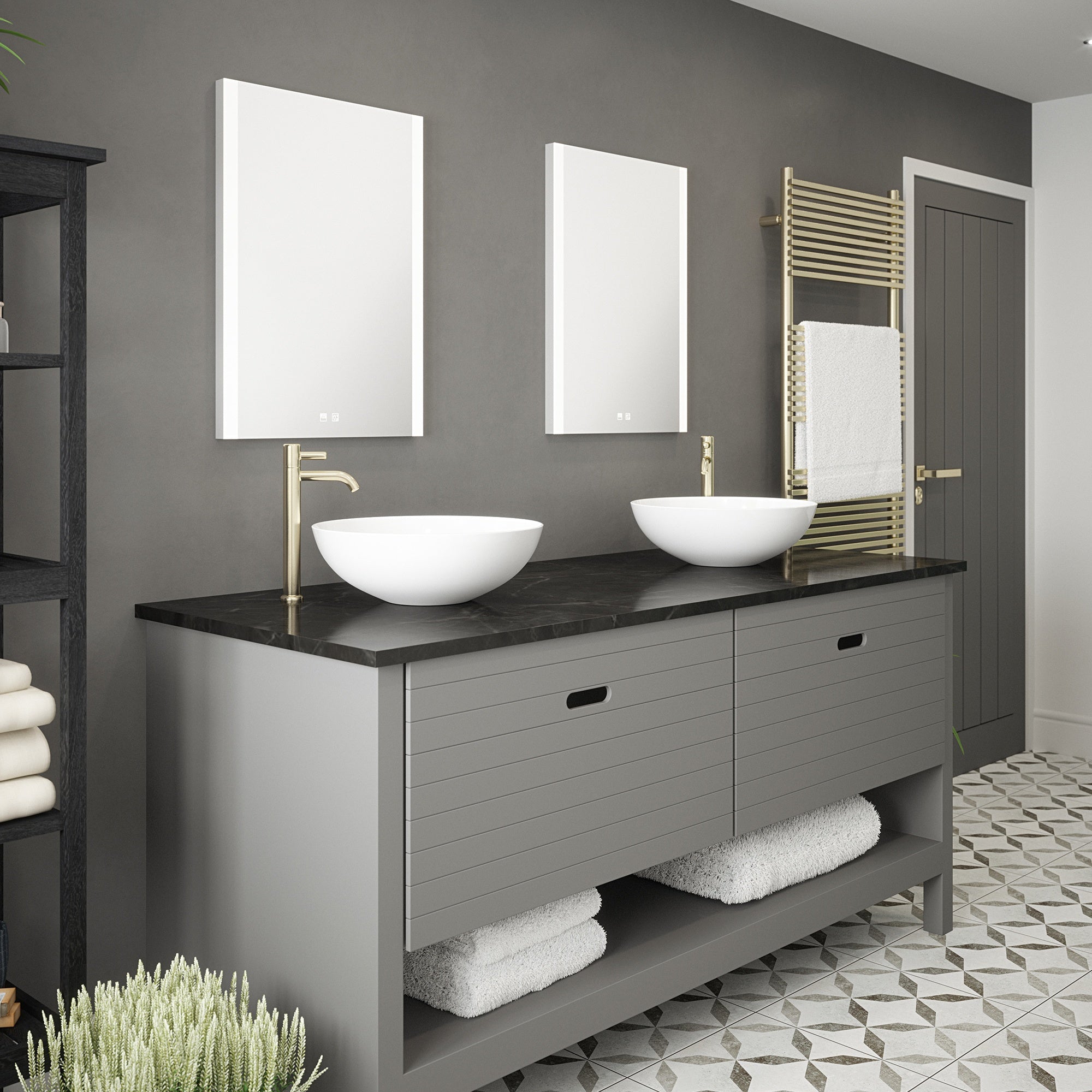 Windsor 500x700mm LED Bathroom Mirror with Bluetooth Speakers, Tunable White, Dimmable & Demister - IP44 Rated