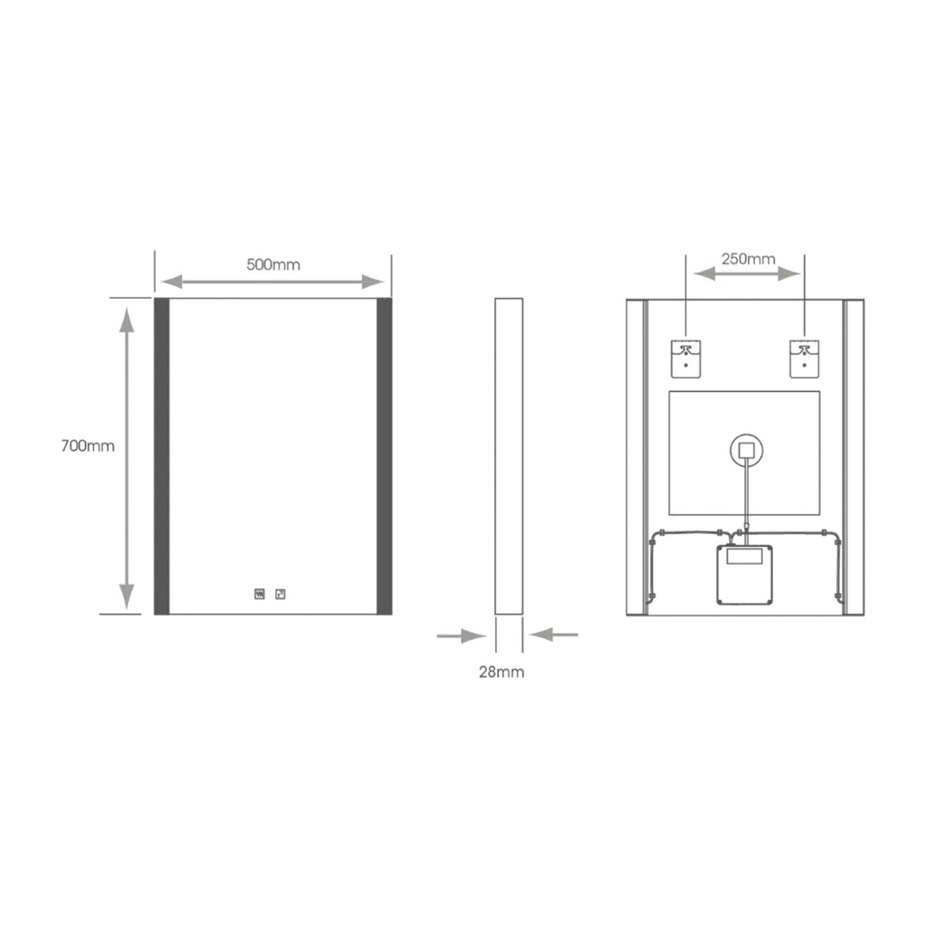 Windsor 500x700mm LED Bathroom Mirror with Bluetooth Speakers, Tunable White, Dimmable & Demister - IP44 Rated