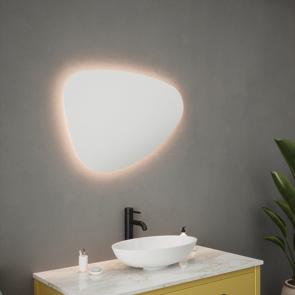 FNX Bathrooms Nara Pebble Tunable LED Bathroom Mirror with Demister, Dimmable & IP44 (550x800x32mm), 5-Year Guarantee