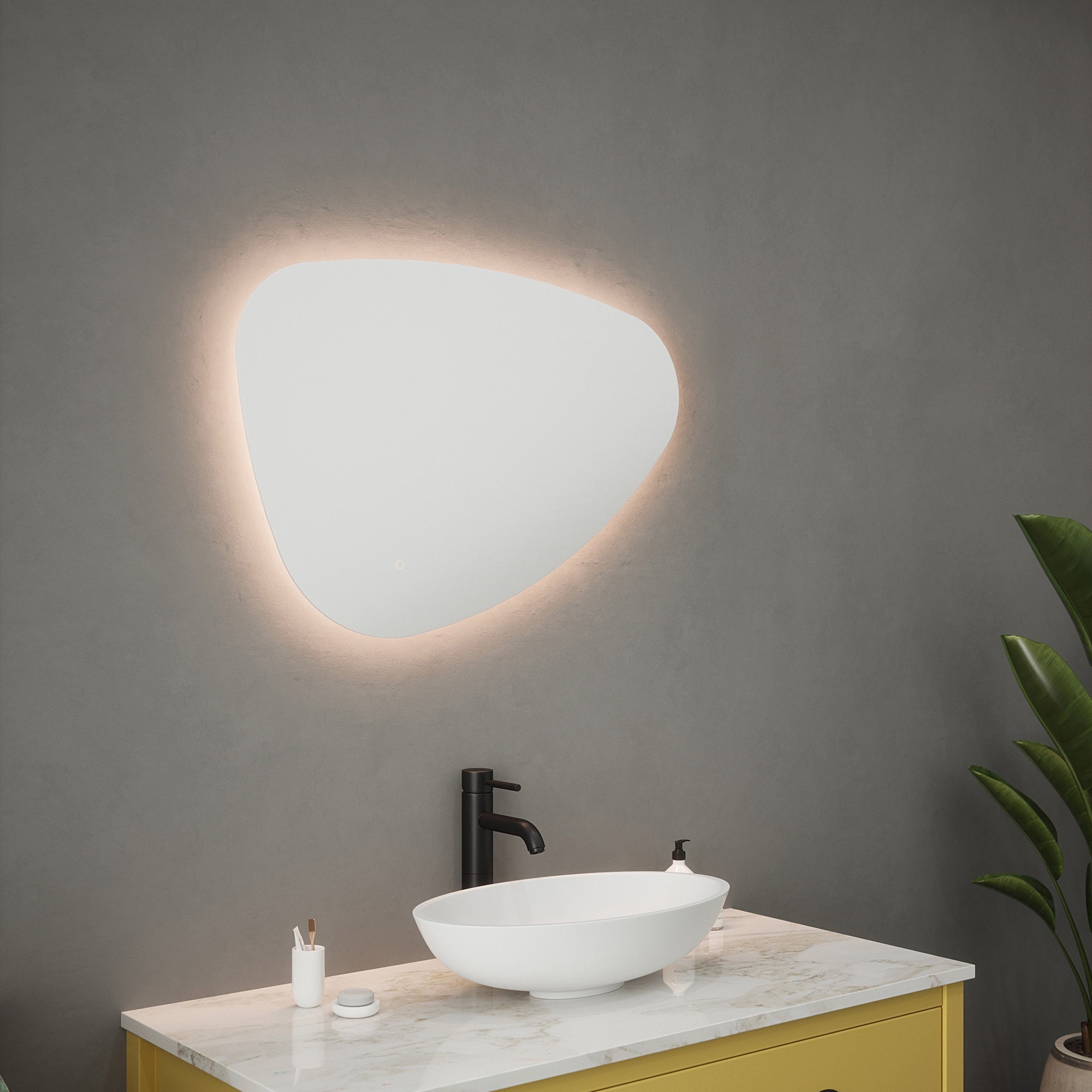 FNX Bathrooms Nara Pebble Tunable LED Bathroom Mirror with Demister, Dimmable & IP44 (550x800x32mm), 5-Year Guarantee