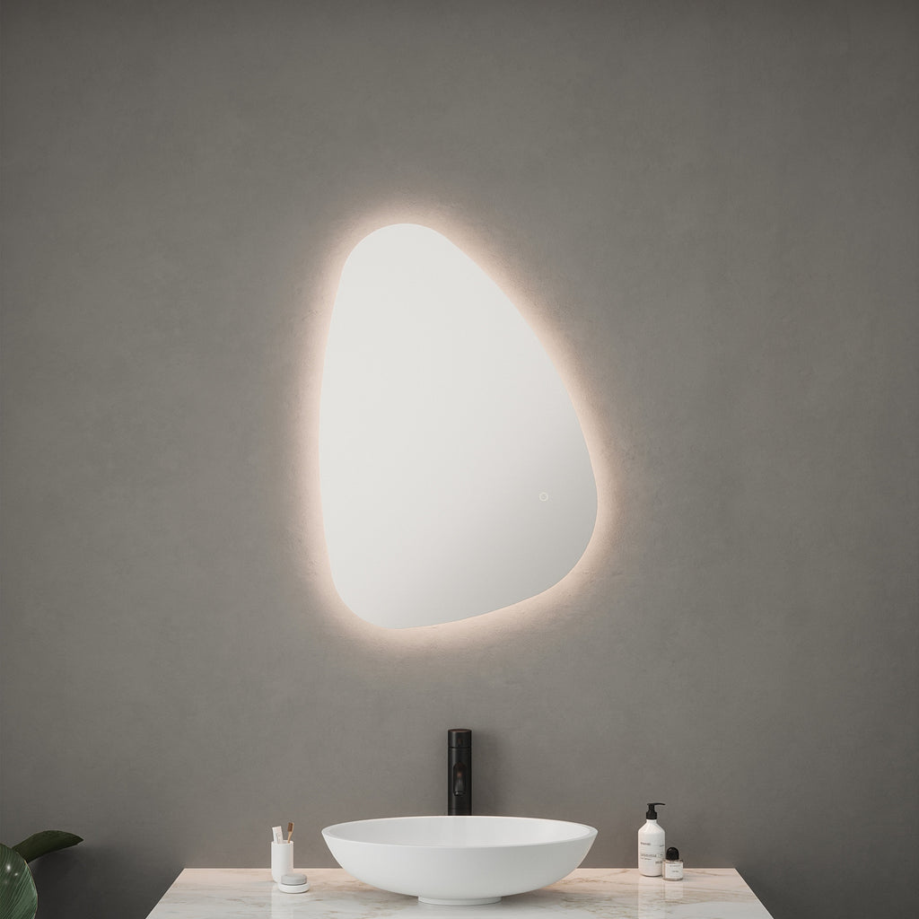 FNX Bathrooms Nara Pebble Tunable LED Bathroom Mirror with Demister, Dimmable & IP44 (550x800x32mm), 5-Year Guarantee