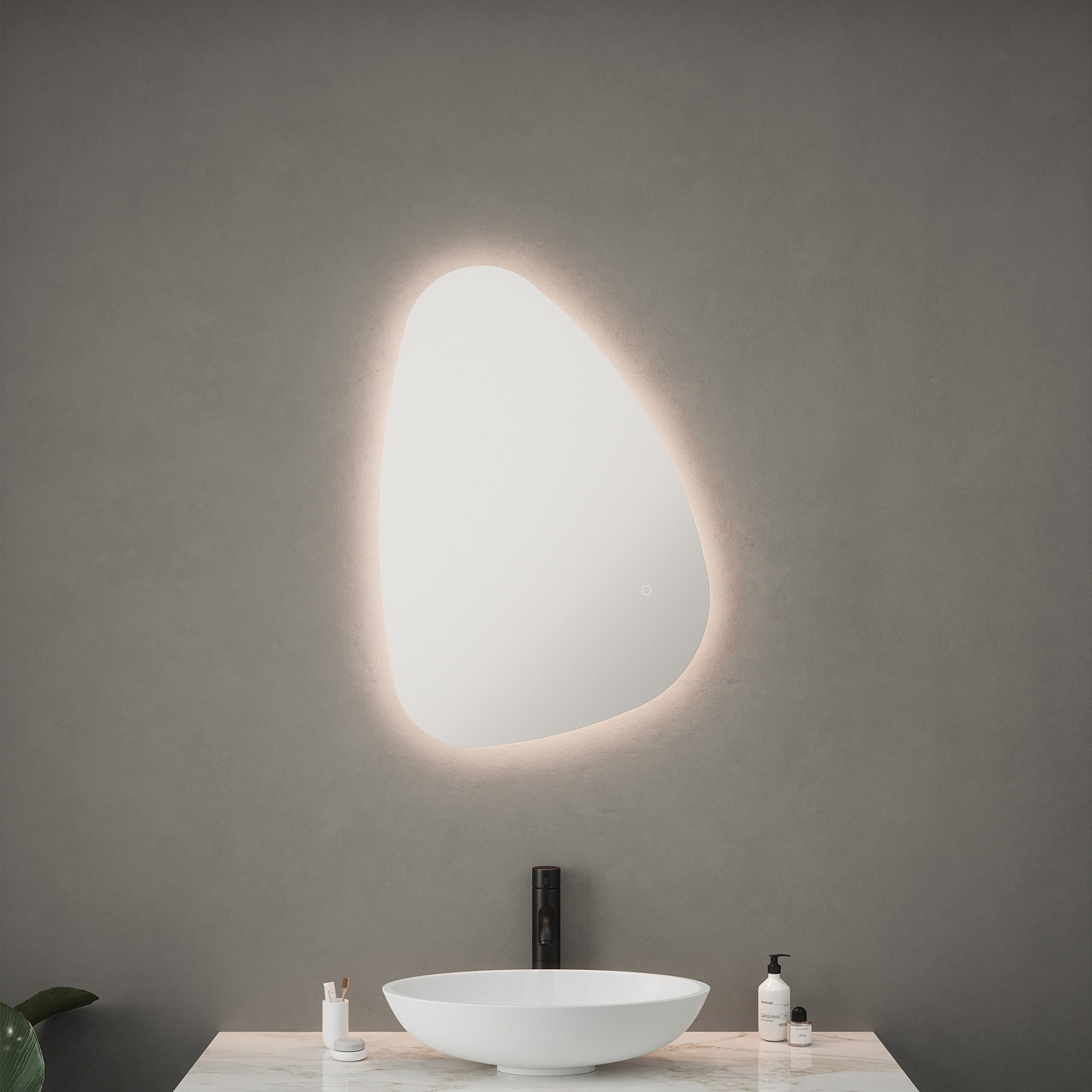 FNX Bathrooms Nara Pebble Tunable LED Bathroom Mirror with Demister, Dimmable & IP44 (550x800x32mm), 5-Year Guarantee