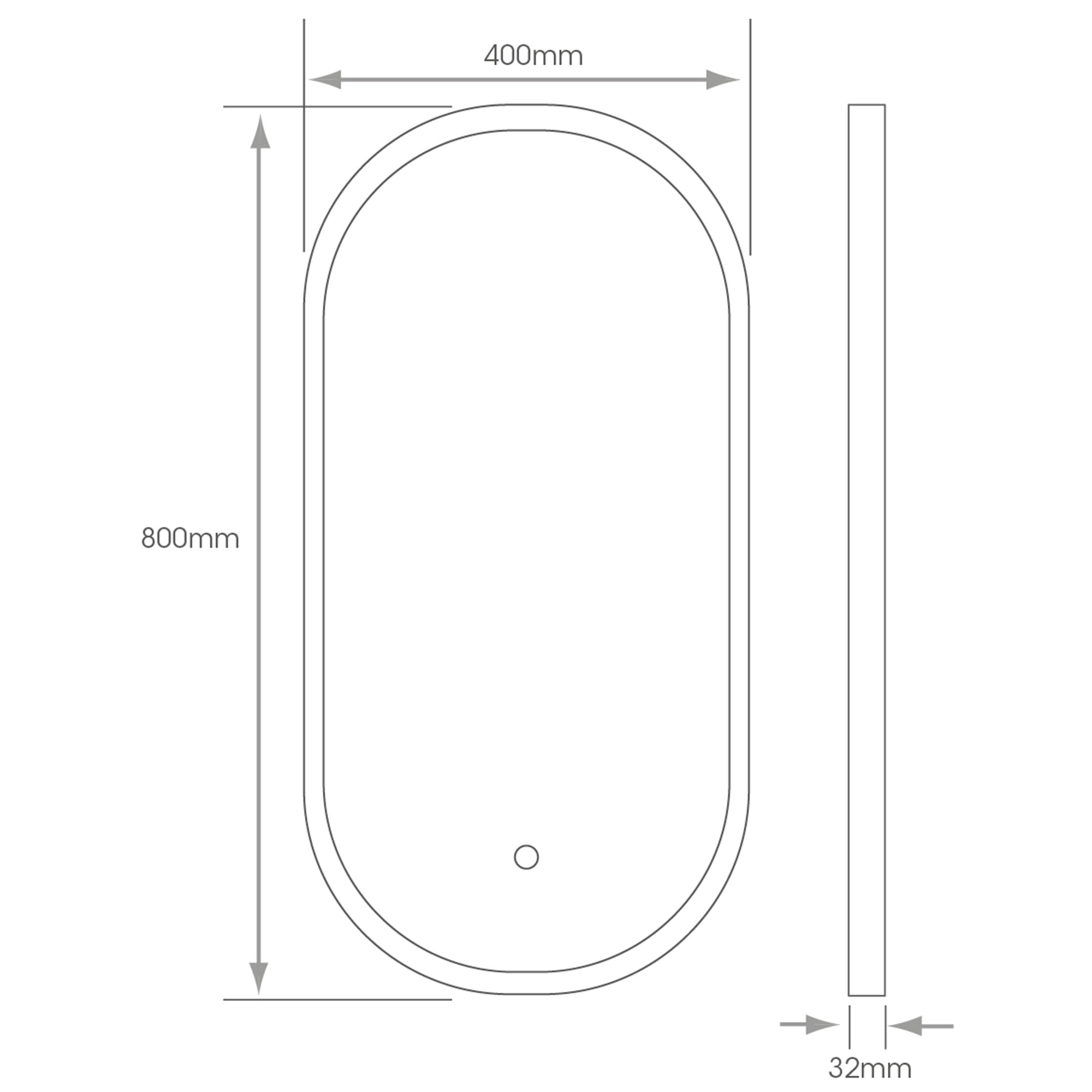 Berlin Oval LED Bathroom Mirror: Tunable White, Dimmable, Anti-Fog Demister Pad - 400x800mm IP44 Rated