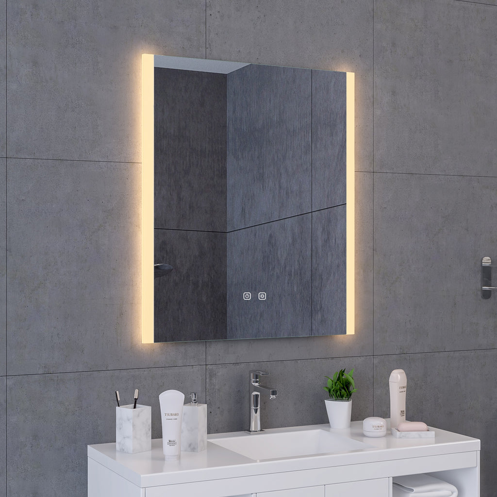 Porto 600 x 700mm Tunable LED Bathroom Mirror with Shaver Socket, Dimmable & Demister Pad