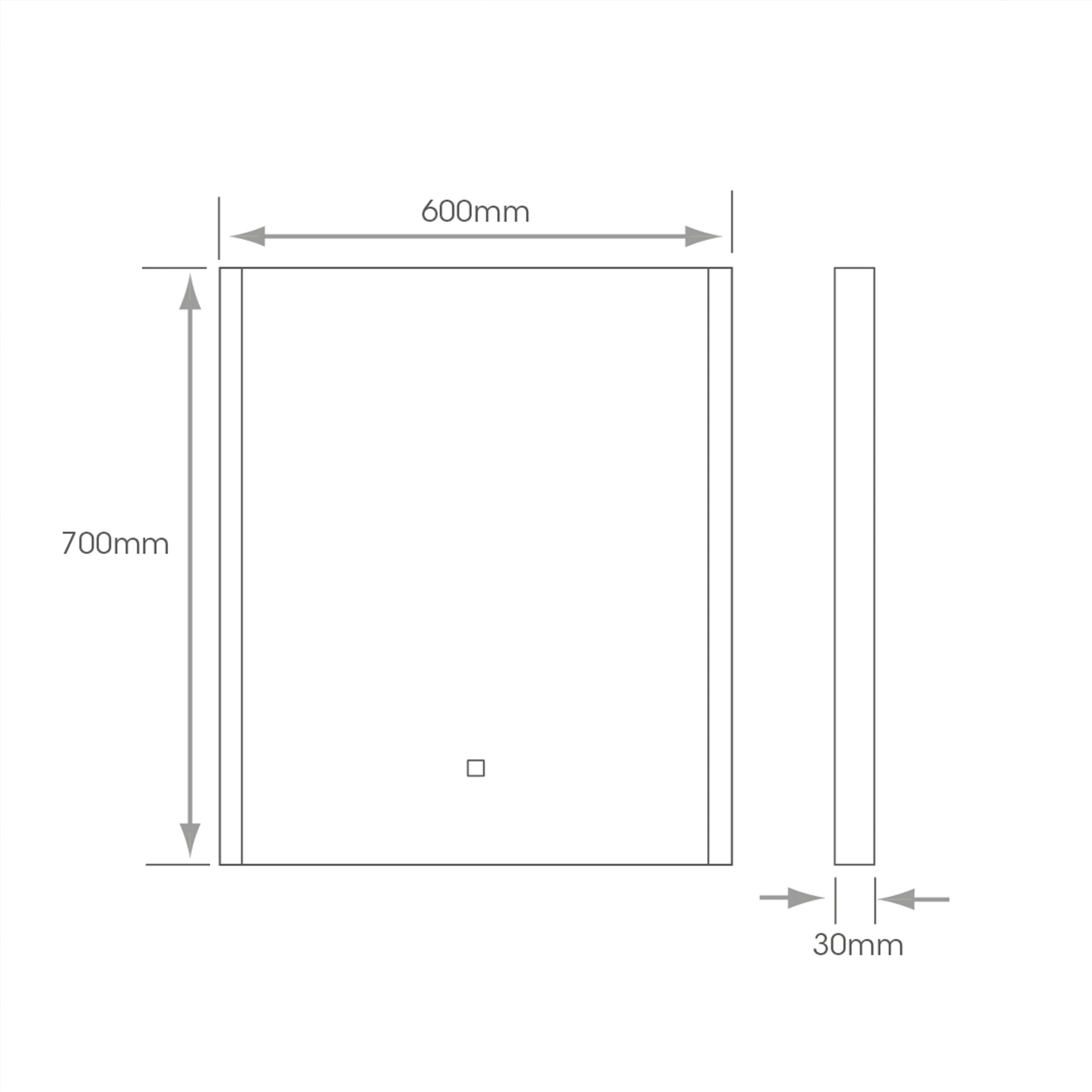 Porto 600 x 700mm Tunable LED Bathroom Mirror with Shaver Socket, Dimmable & Demister Pad