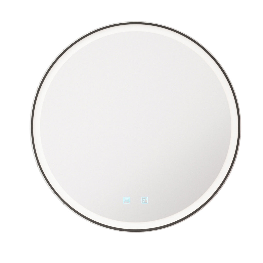 FNX Bathrooms Georgia 600mm Round Black Frame LED Bathroom Mirror, Tunable White & Demister