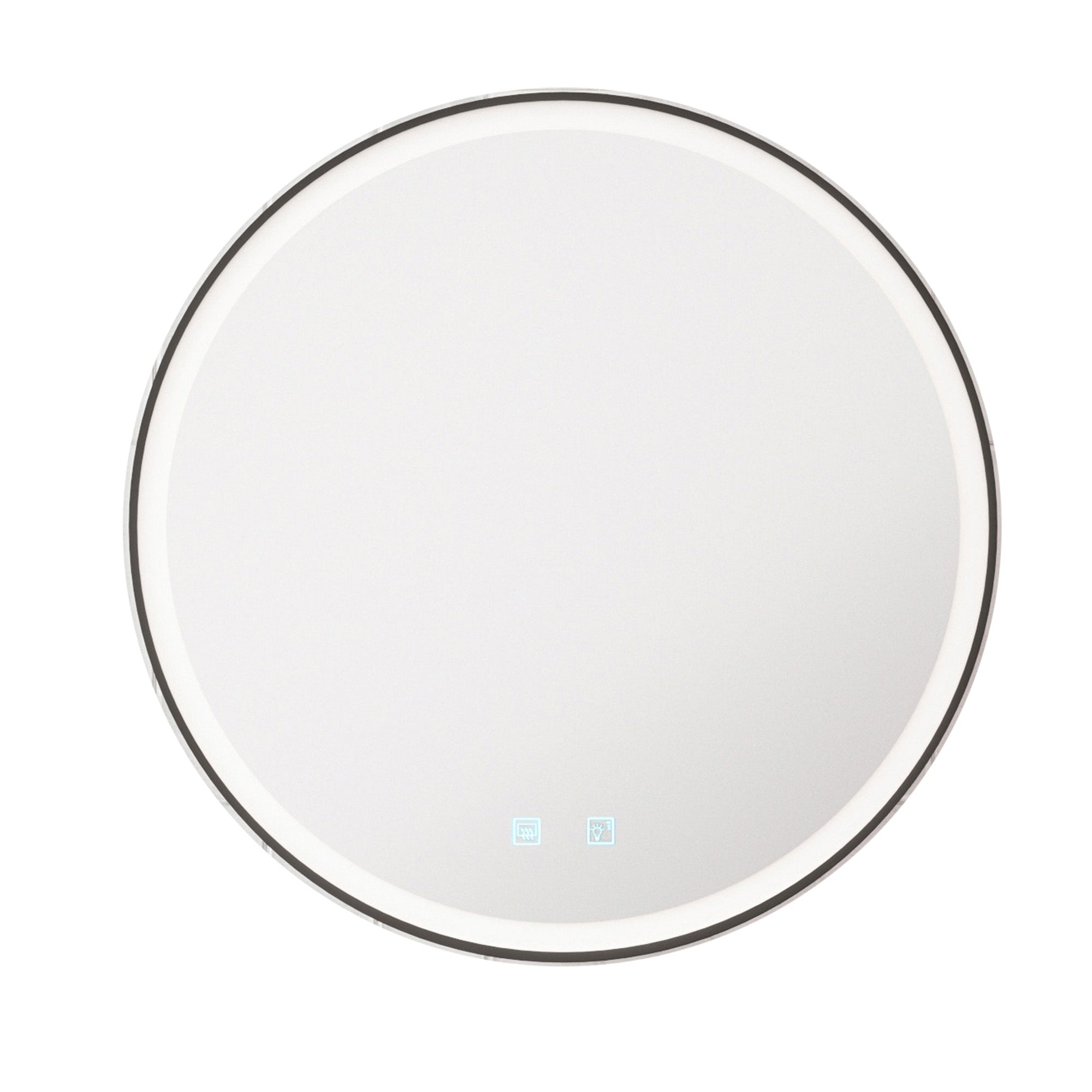 FNX Bathrooms Georgia 600mm Round Black Frame LED Bathroom Mirror, Tunable White & Demister