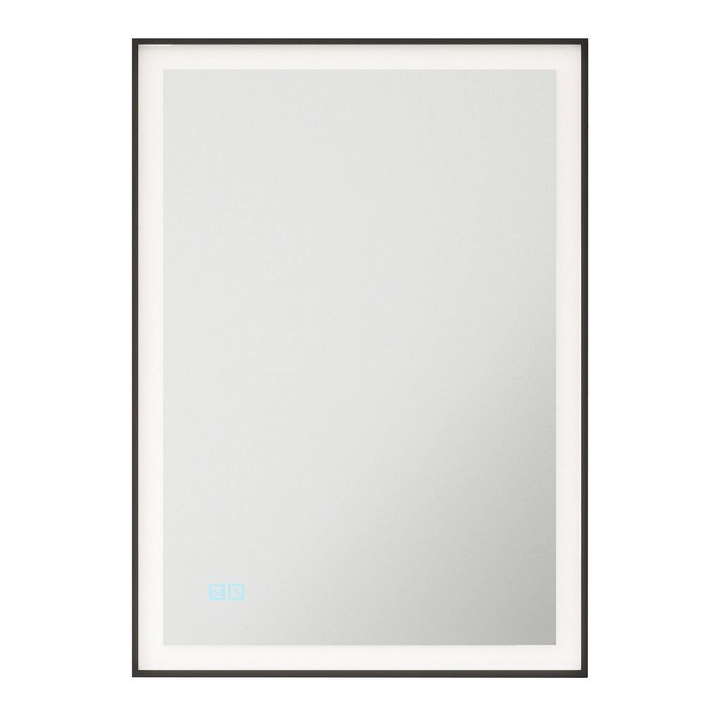 Langley 500x700x27mm Black Frame LED Bathroom Mirror - Tunable White, Dimmable, Demister & IP44 Rated
