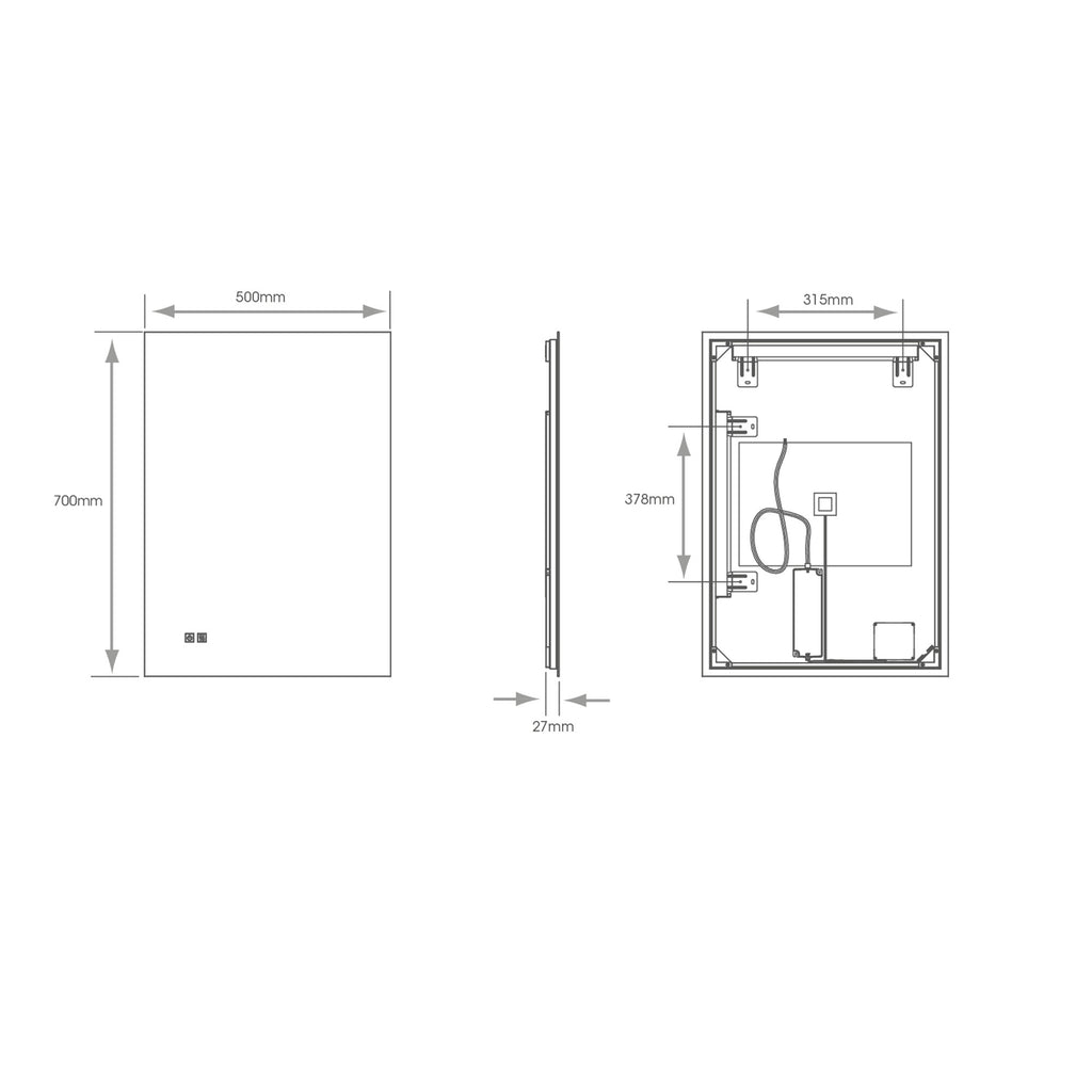 Halifax 500x700mm Tunable Backlit LED Bathroom Mirror with Demister & Dimmable Function
