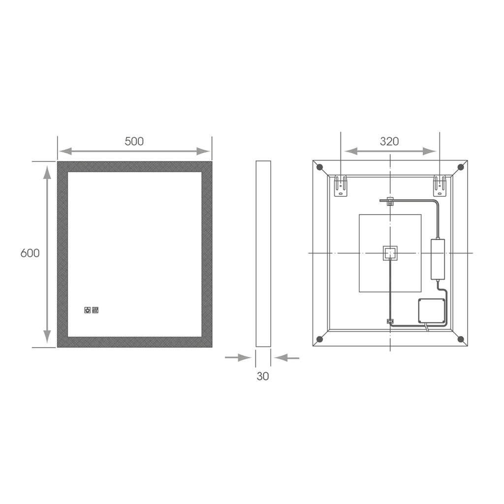 Saturn Tunable LED Bathroom Mirror - Dimmable, Demister & Versatile 500x600mm