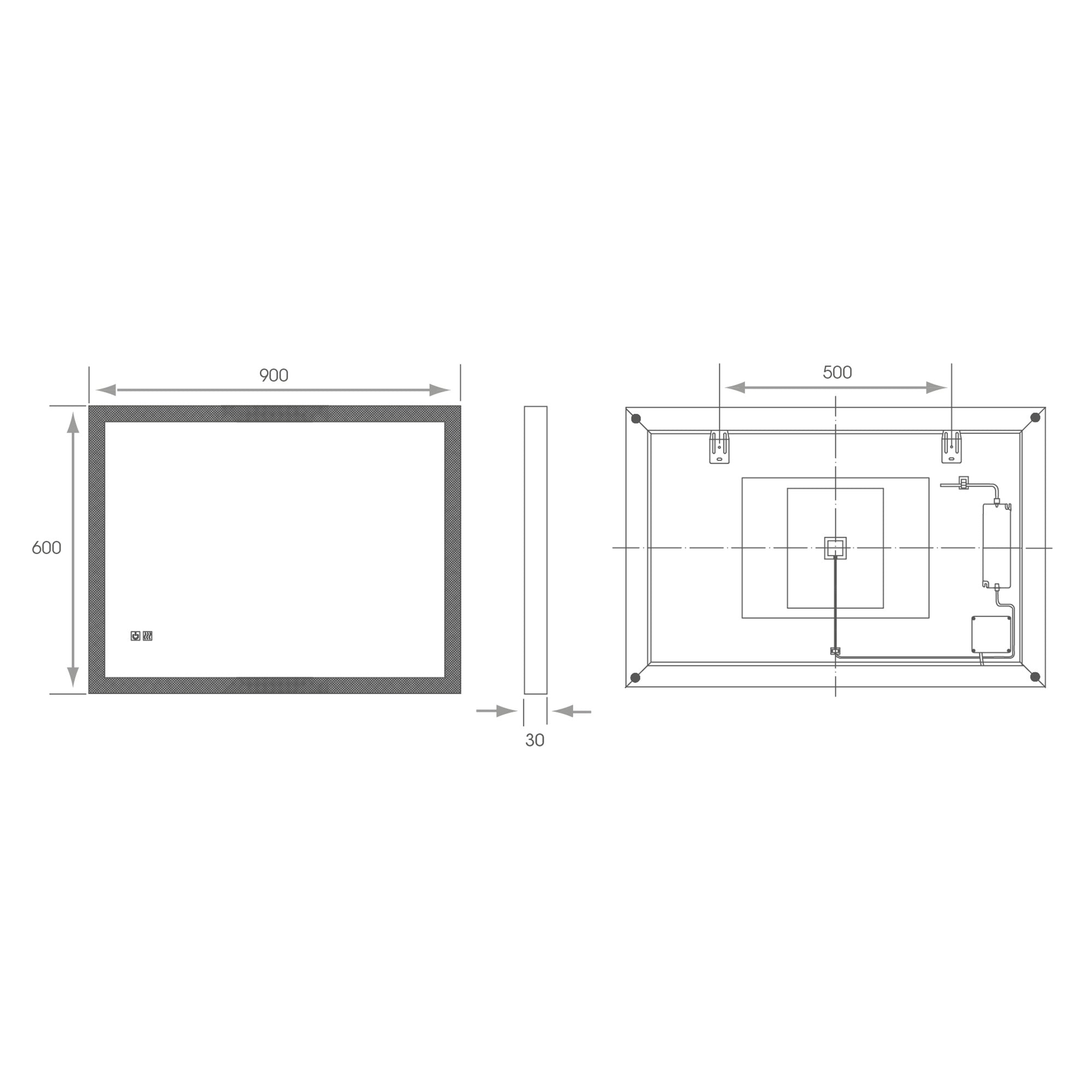 Saturn 1 Dimmable LED Bathroom Mirror - 900x600mm, Tunable White & Demister, IP44 Rated