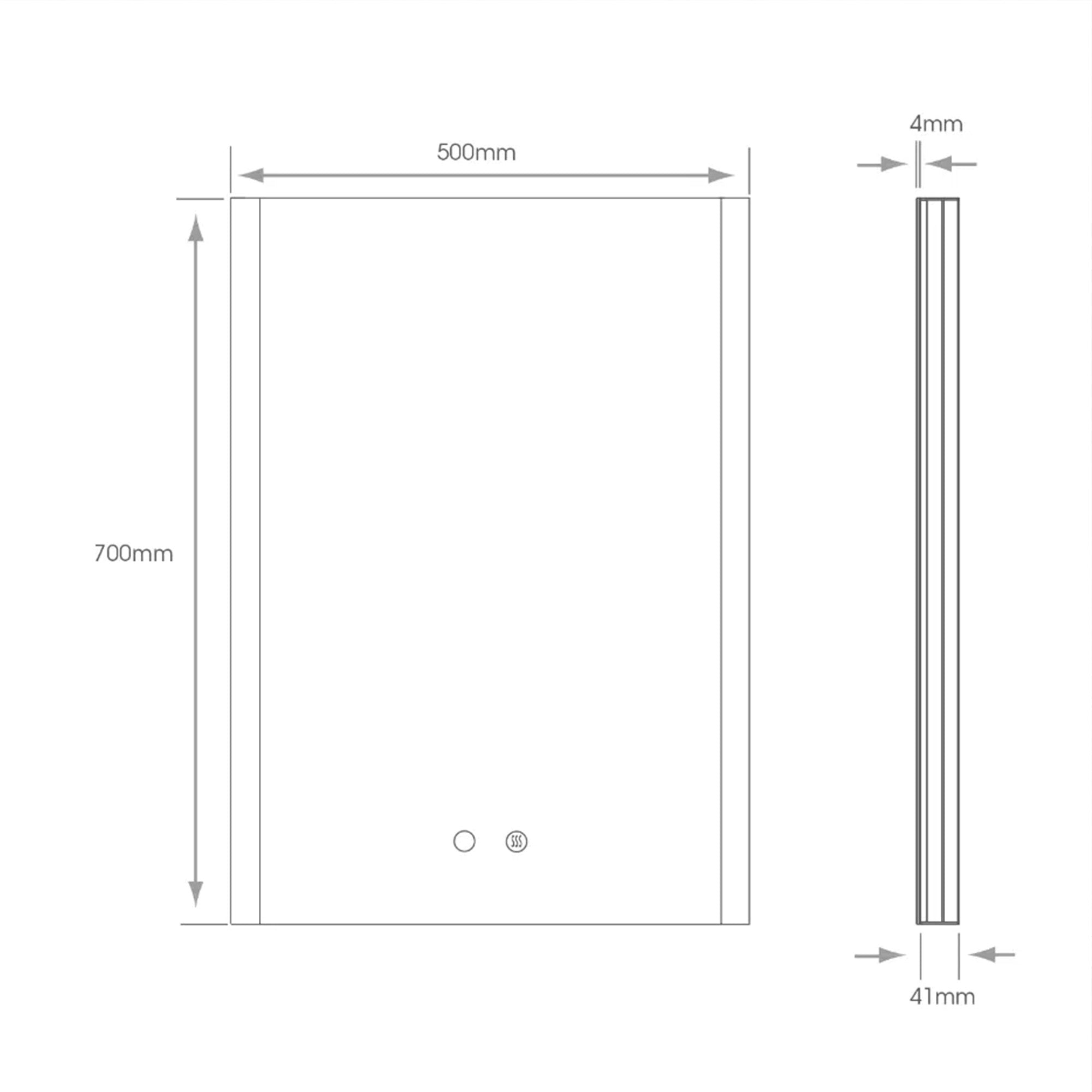 Reims 700x500mm Tunable LED Dimmable Bathroom Mirror with Demister & Diffused Lighting, IP44 Rated