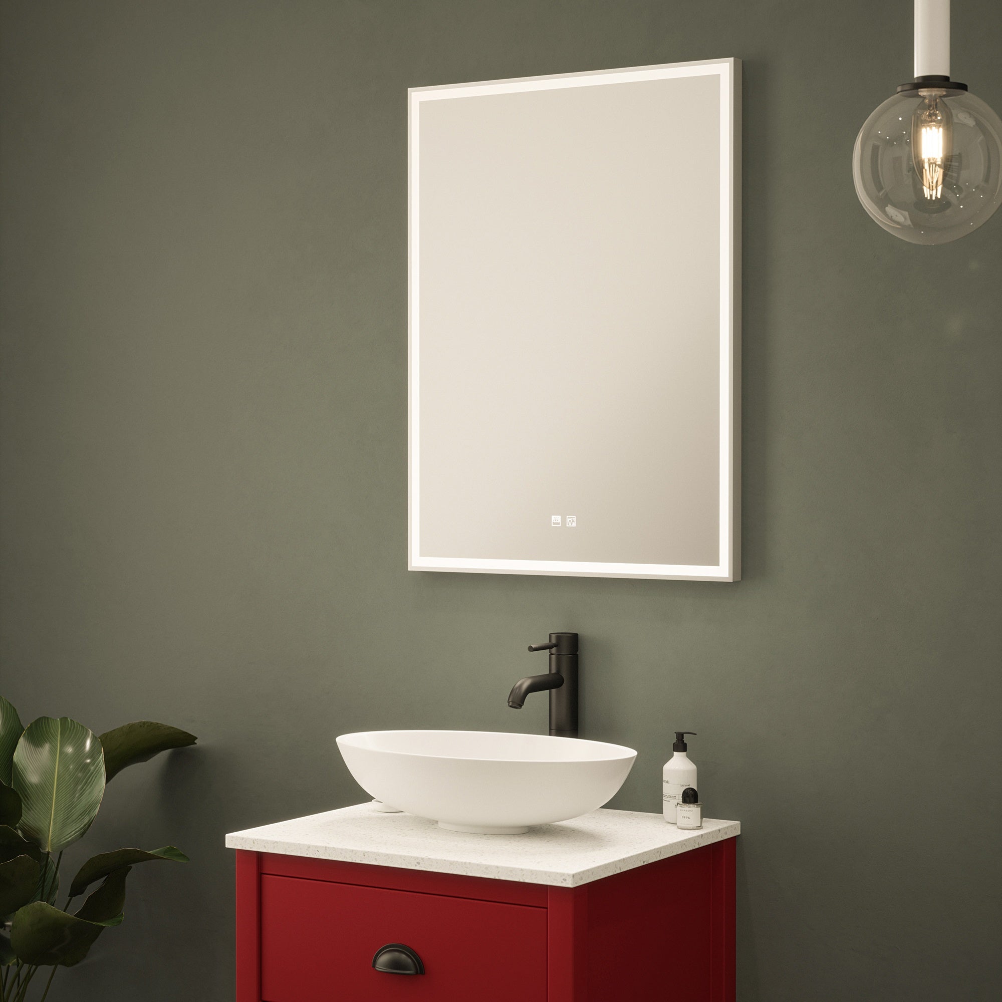 Stratford 600x800mm Rectangular LED Bathroom Mirror with Tunable White, Dimmable & Demister Pad