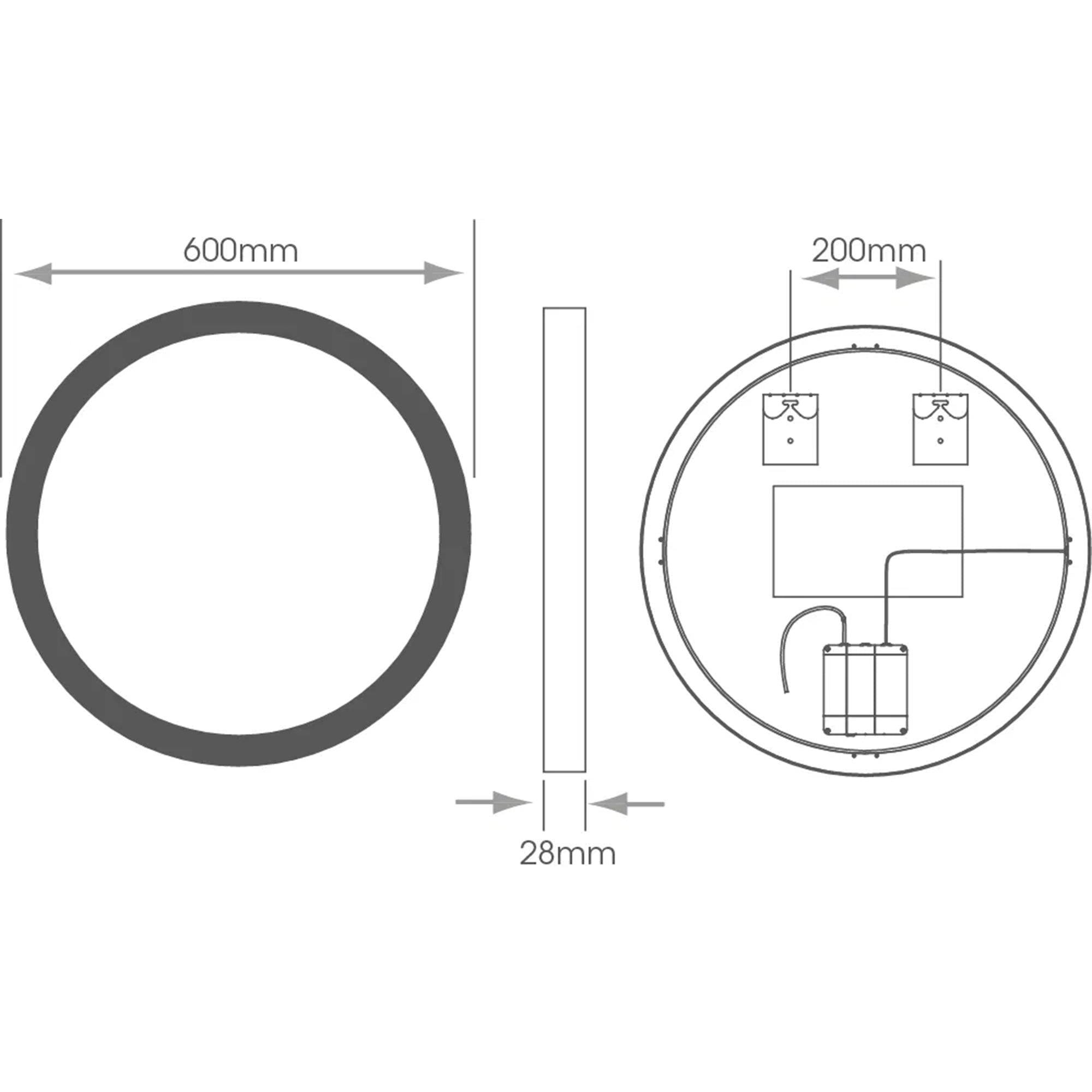 Sudbury 600mm Round LED Bathroom Mirror with Tunable White, Dimmable & Demister - IP44 Rated