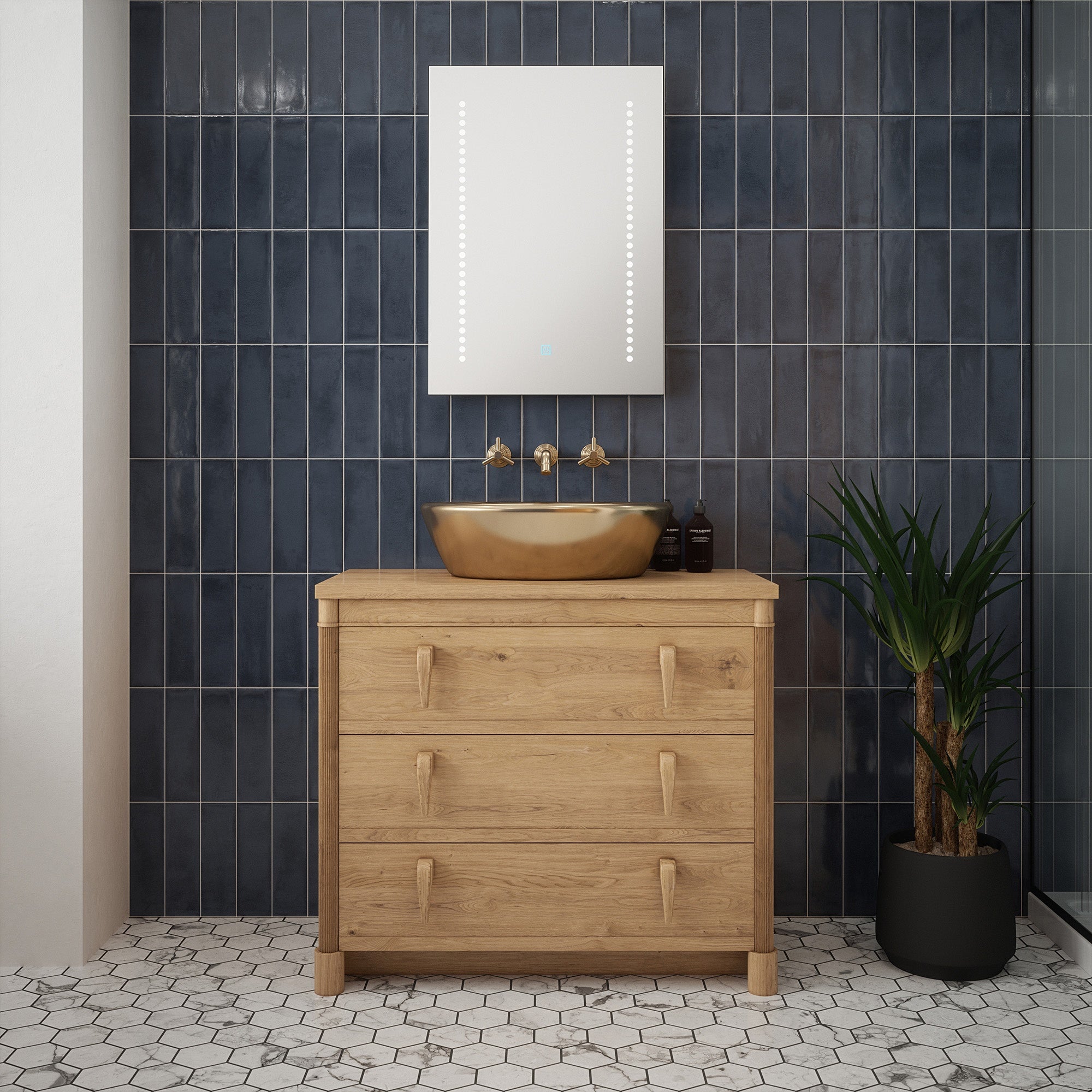 Hera 500x700mm Tunable LED Bathroom Mirror - Shaver Socket, Demister & Dimmable, IP44 Rated