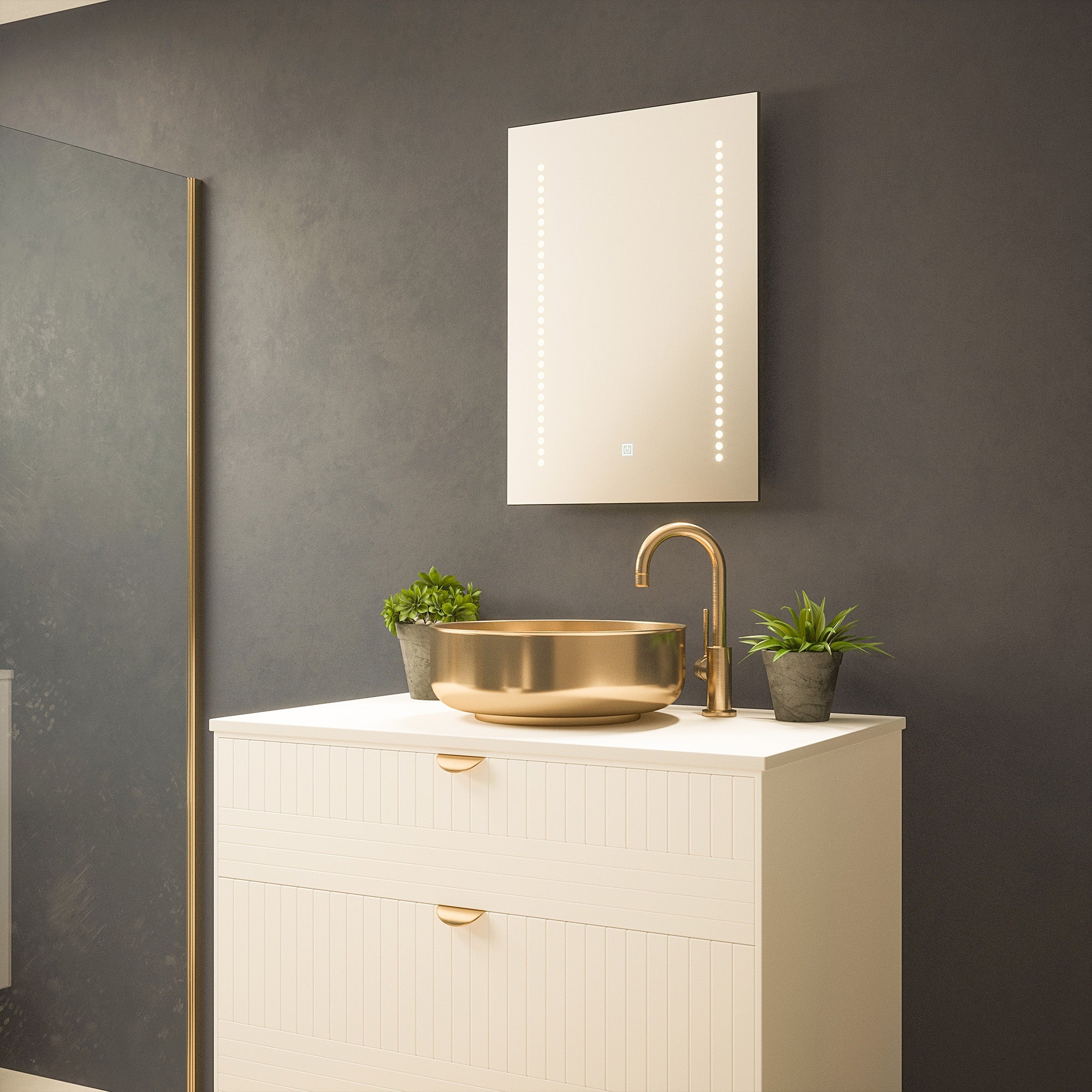 Hera 500x700mm Tunable LED Bathroom Mirror - Shaver Socket, Demister & Dimmable, IP44 Rated