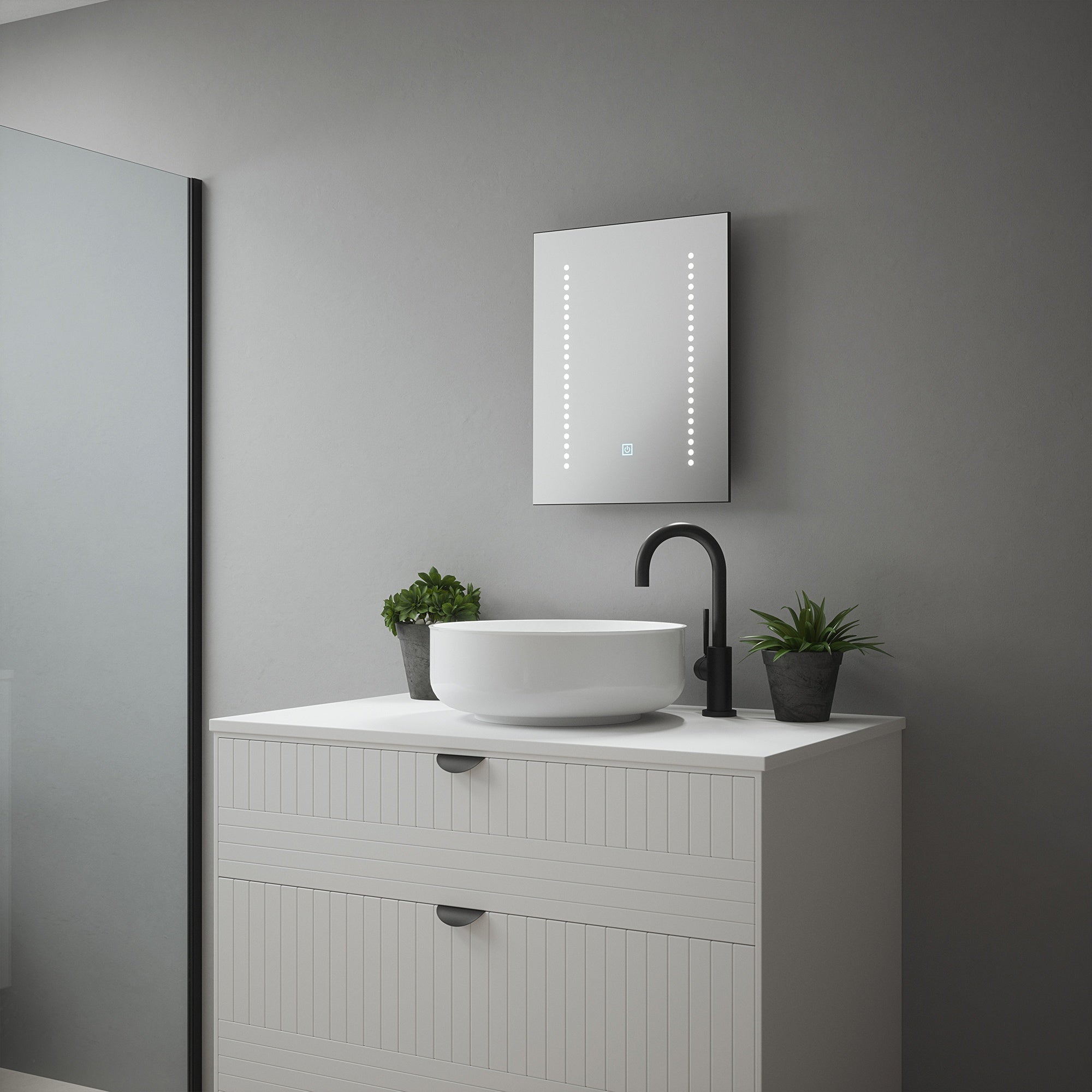 Ares Tunable LED Bathroom Mirror with Shaver Socket, Dimmable & Demister - 390x500mm, IP44 Rated