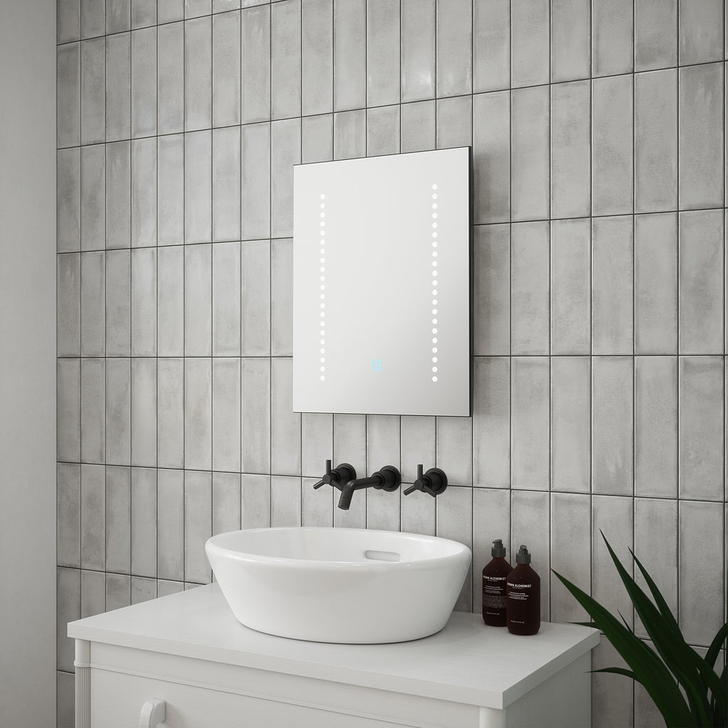 Ares Tunable LED Bathroom Mirror with Shaver Socket, Dimmable & Demister - 390x500mm, IP44 Rated