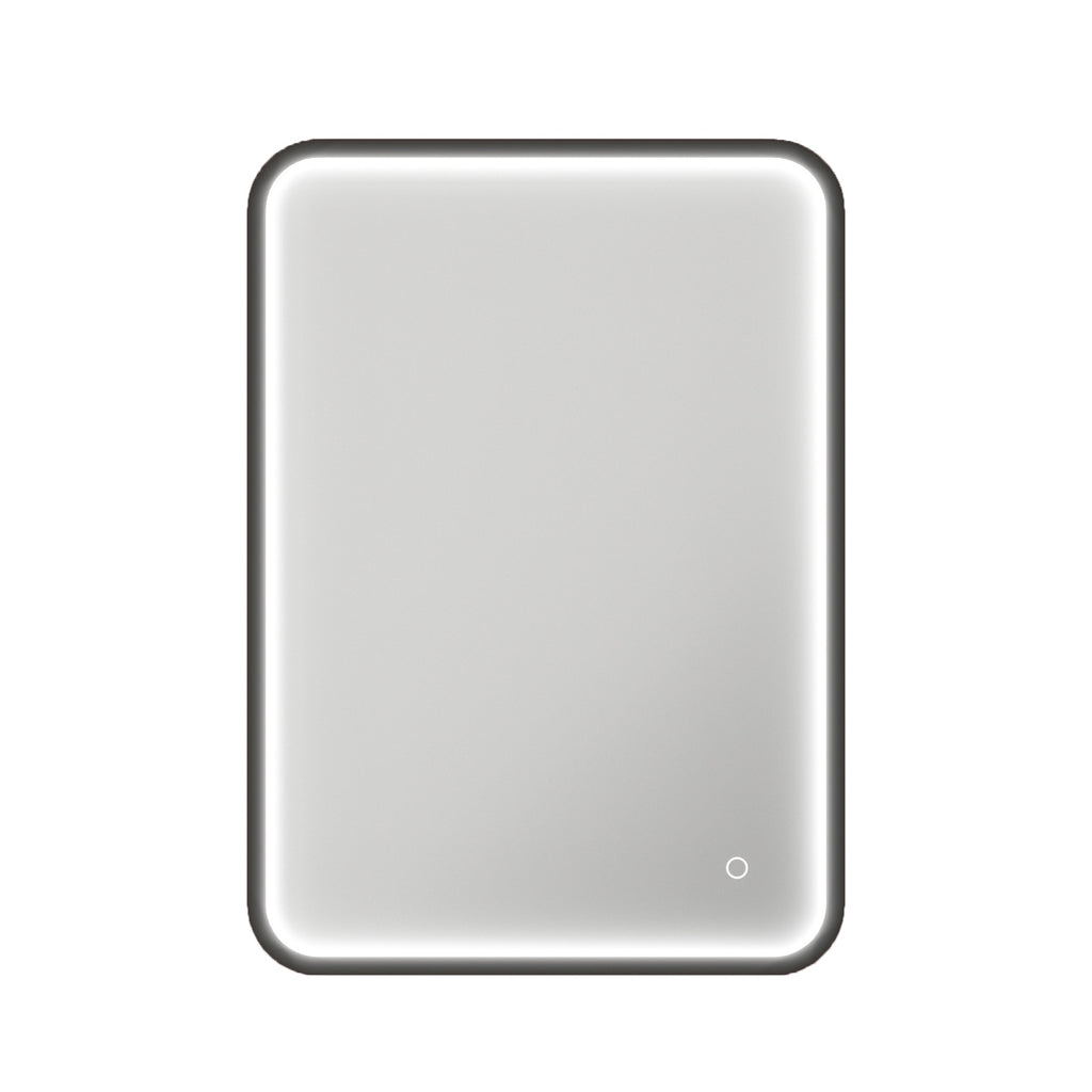 FNX Bathrooms Polar Dimmable LED Bathroom Mirror with Demister, Black Frame, 500x700mm, IP44
