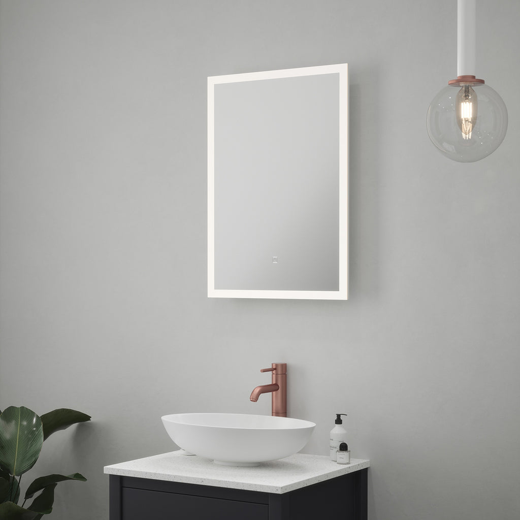 FNX Belice LED Illuminated Bathroom Mirror with Demister & Shaver Socket, 700x500mm IP44
