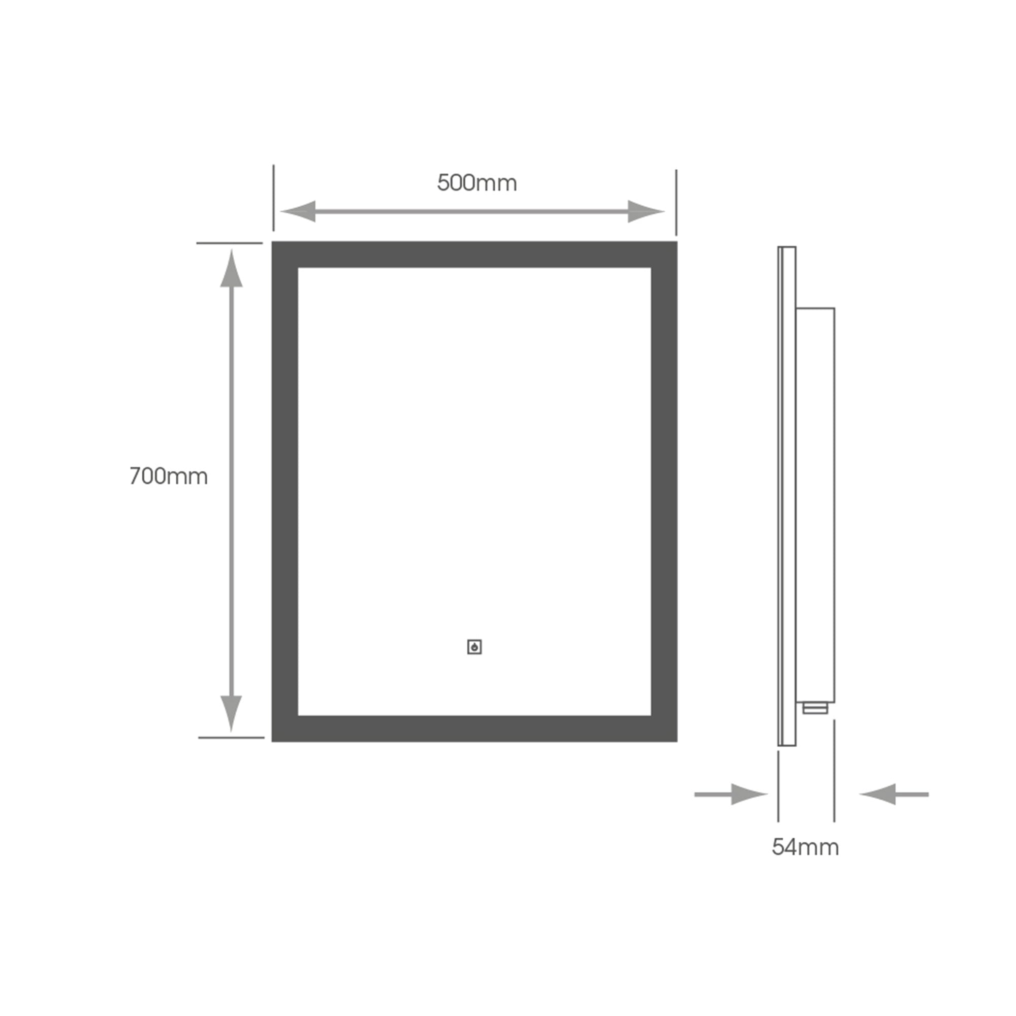 FNX Belice LED Illuminated Bathroom Mirror with Demister & Shaver Socket, 700x500mm IP44