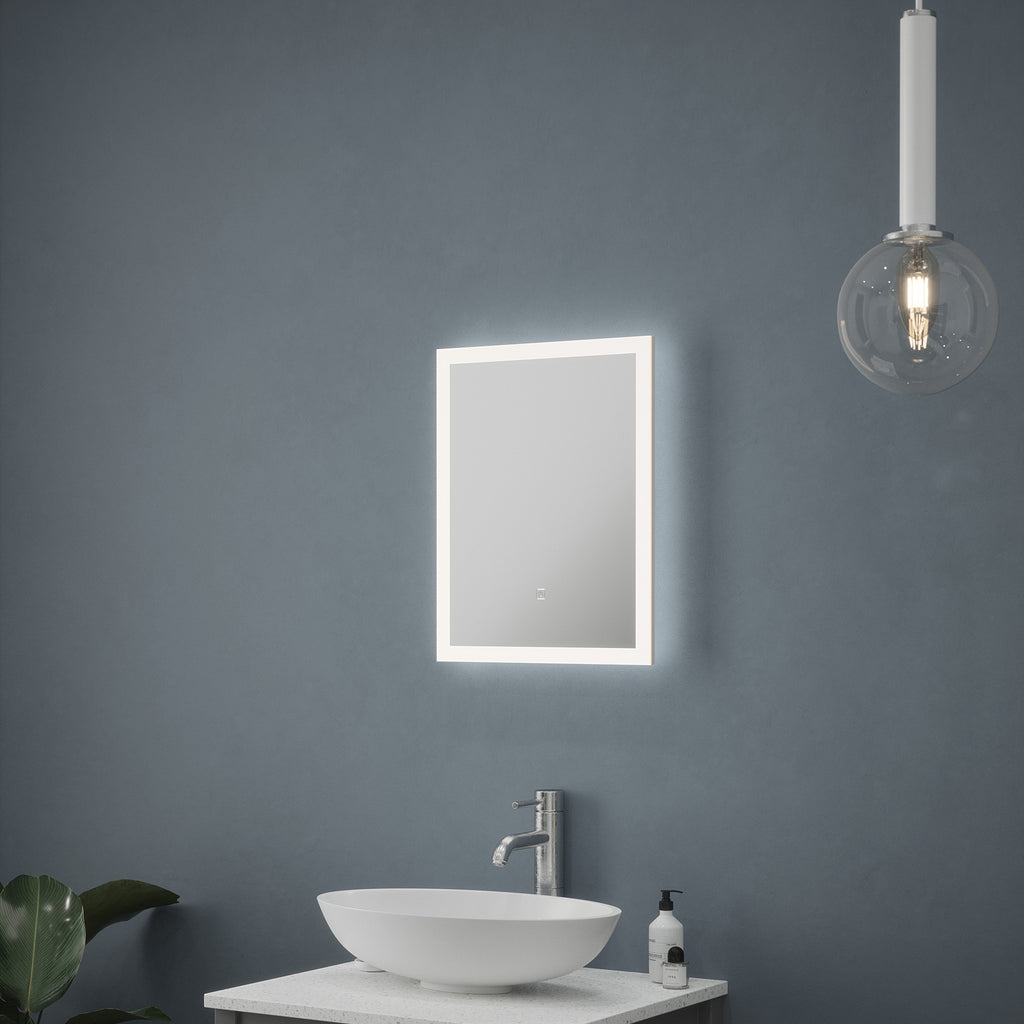 Malmo LED Bathroom Mirror with Shaver Socket & Demister Pad - 390x500mm, IP44, Natural White 4000K