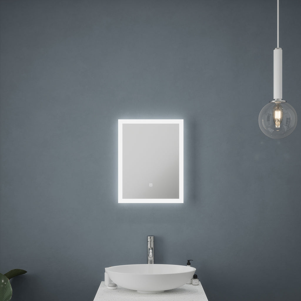 Malmo LED Bathroom Mirror with Shaver Socket & Demister Pad - 390x500mm, IP44, Natural White 4000K