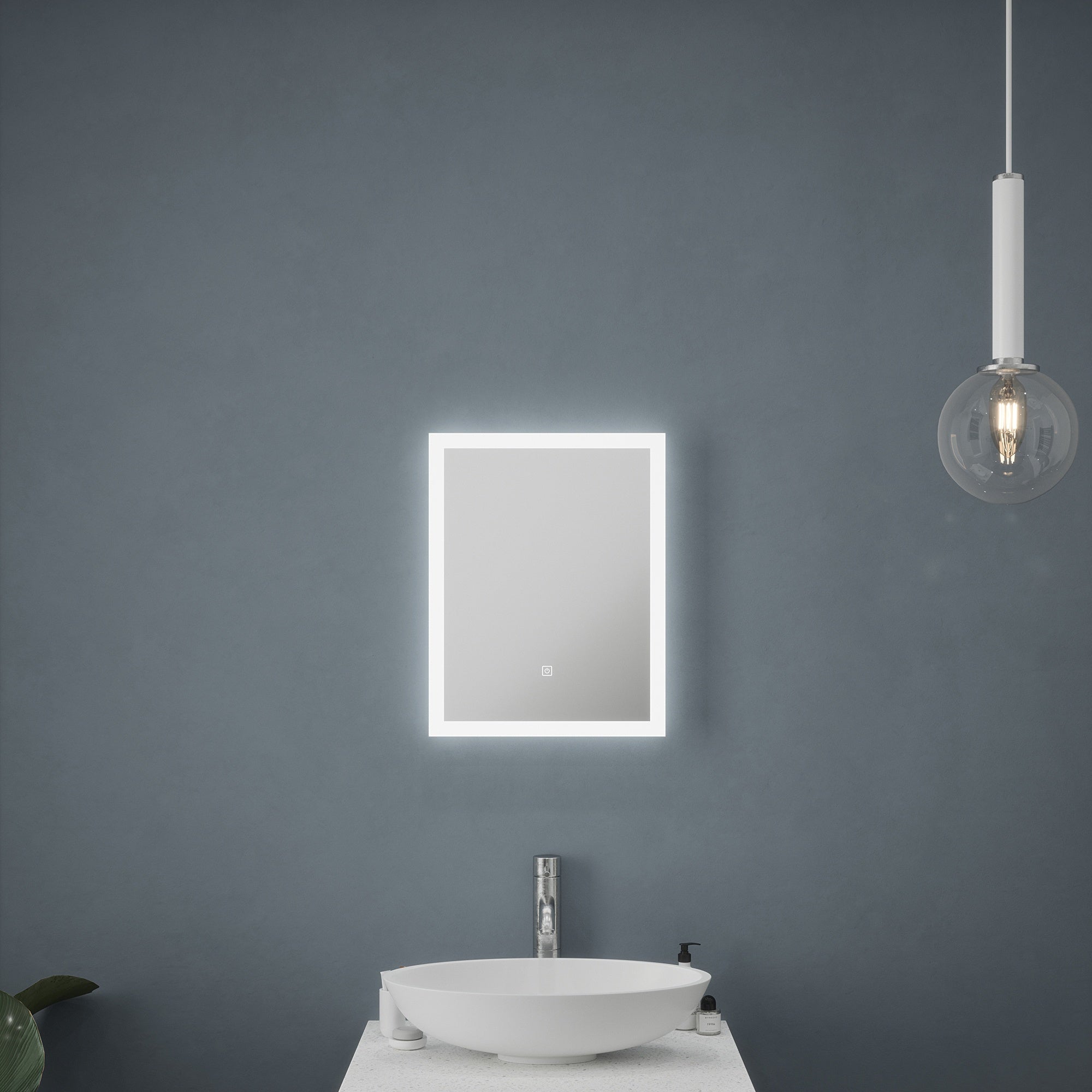 Malmo LED Bathroom Mirror with Shaver Socket & Demister Pad - 390x500mm, IP44, Natural White 4000K