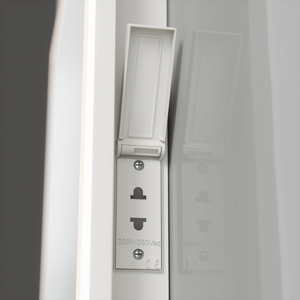 Malmo LED Bathroom Mirror with Shaver Socket & Demister Pad - 390x500mm, IP44, Natural White 4000K