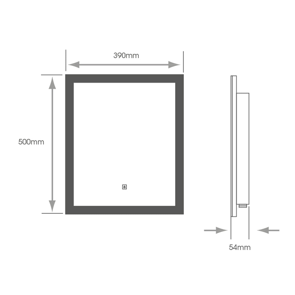 Malmo LED Bathroom Mirror with Shaver Socket & Demister Pad - 390x500mm, IP44, Natural White 4000K