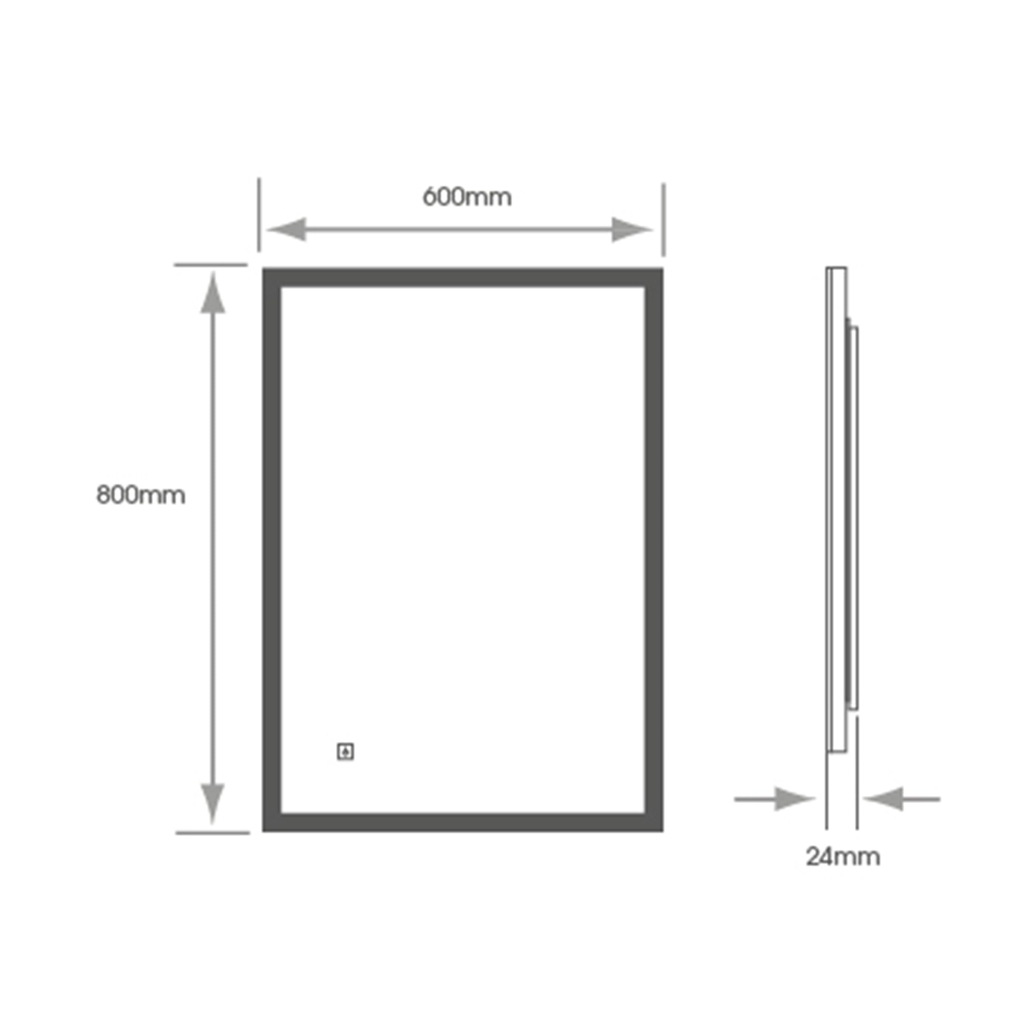 Stockholm LED Bathroom Mirror - 600x800mm with Anti-Fog Demister Pad & Natural White Light (IP44)