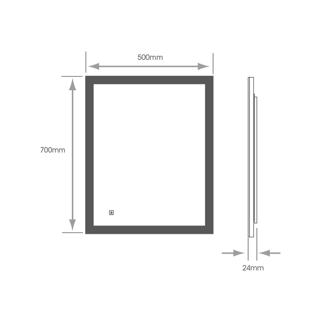 Helsinki LED Bathroom Mirror with Anti-Fog Demister, IP44 Rated & Diffused 4000K Natural White Light, 500x700mm