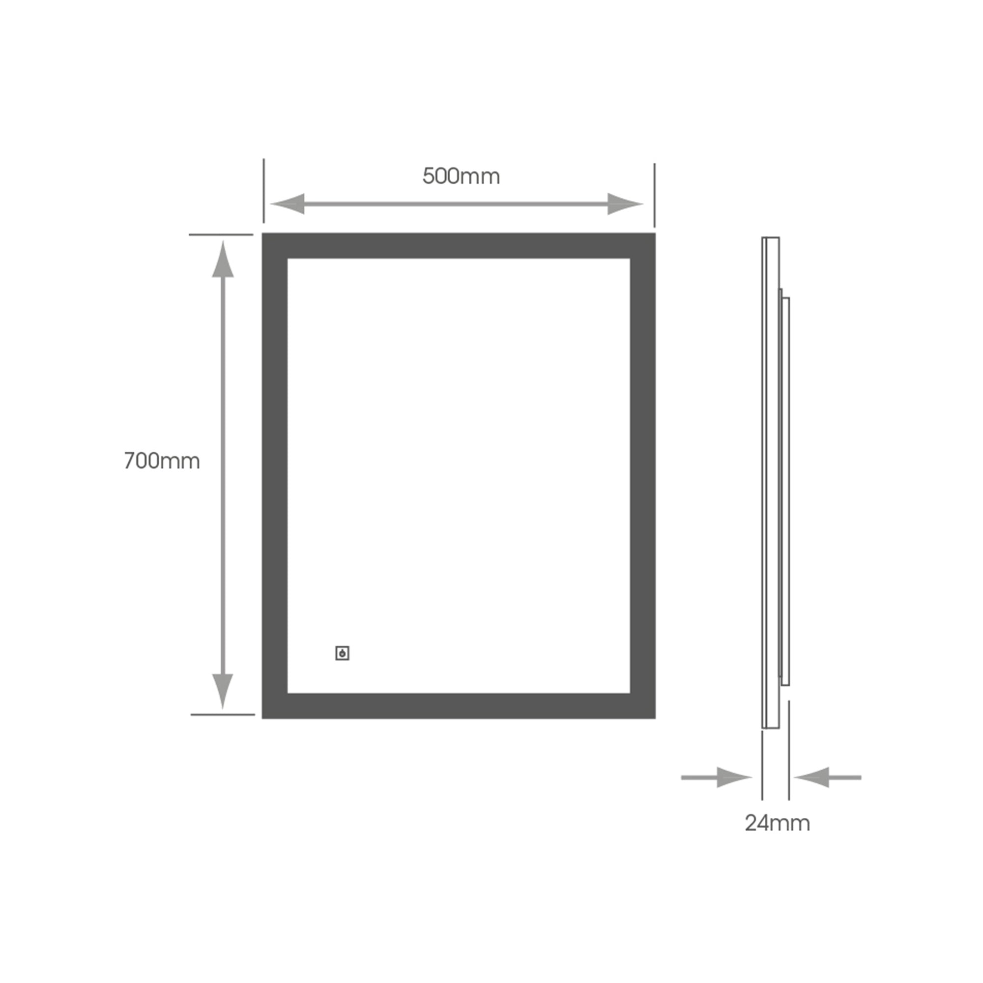 Helsinki LED Bathroom Mirror with Anti-Fog Demister, IP44 Rated & Diffused 4000K Natural White Light, 500x700mm