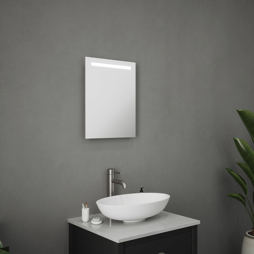 Comino Rectangular LED Bathroom Mirror with Battery Power & IP44 Rating, 390 x 500mm