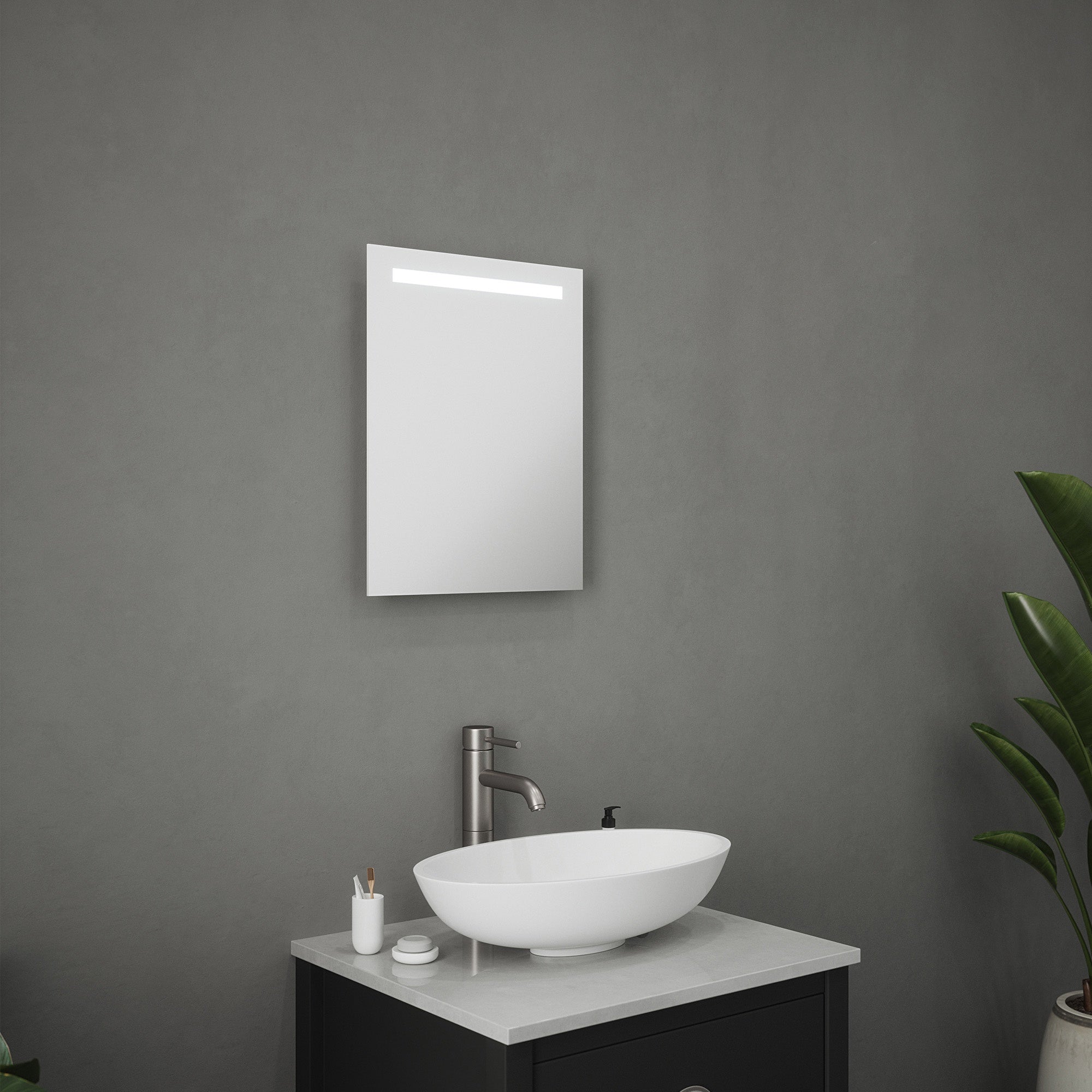Comino Rectangular LED Bathroom Mirror with Battery Power & IP44 Rating, 390 x 500mm