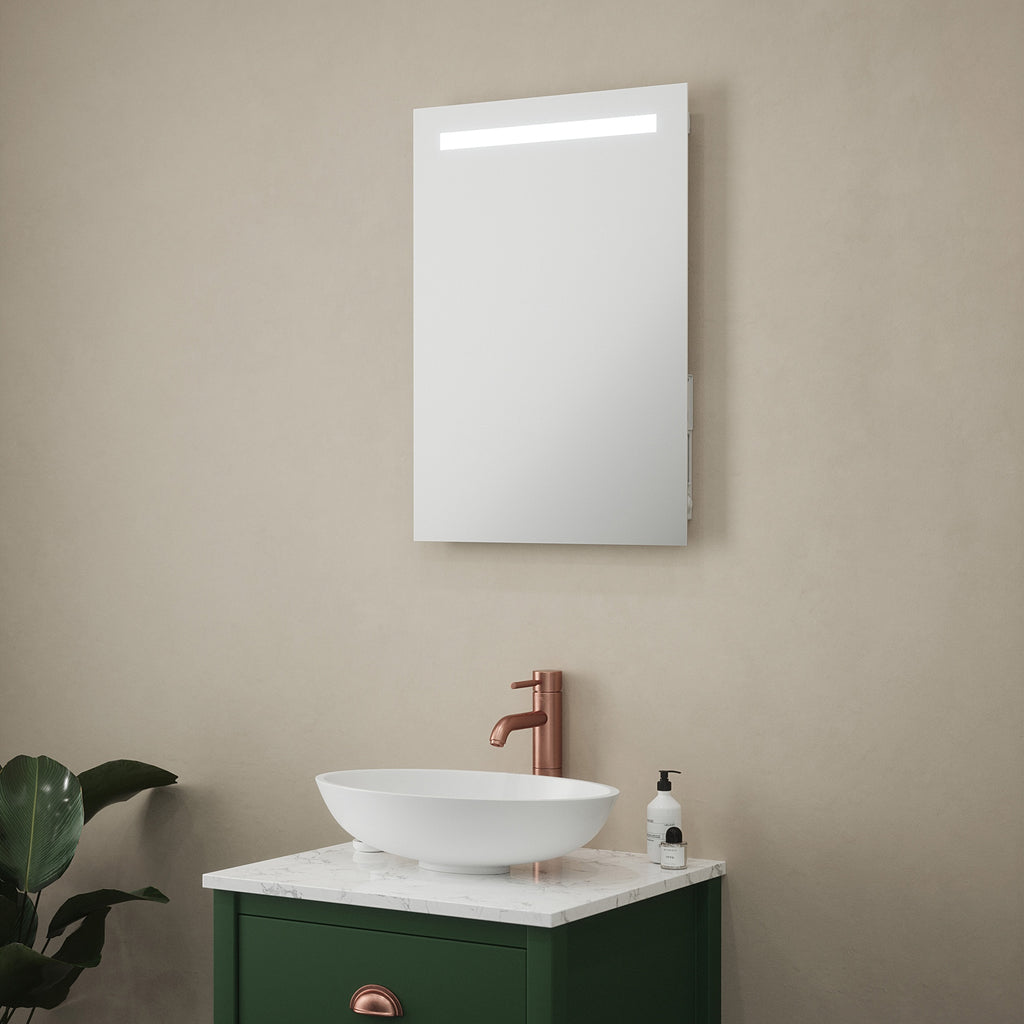 FNX Bathrooms Comino Rectangular LED Bathroom Mirror - 500x700mm, Battery-Powered, IP44 Rated
