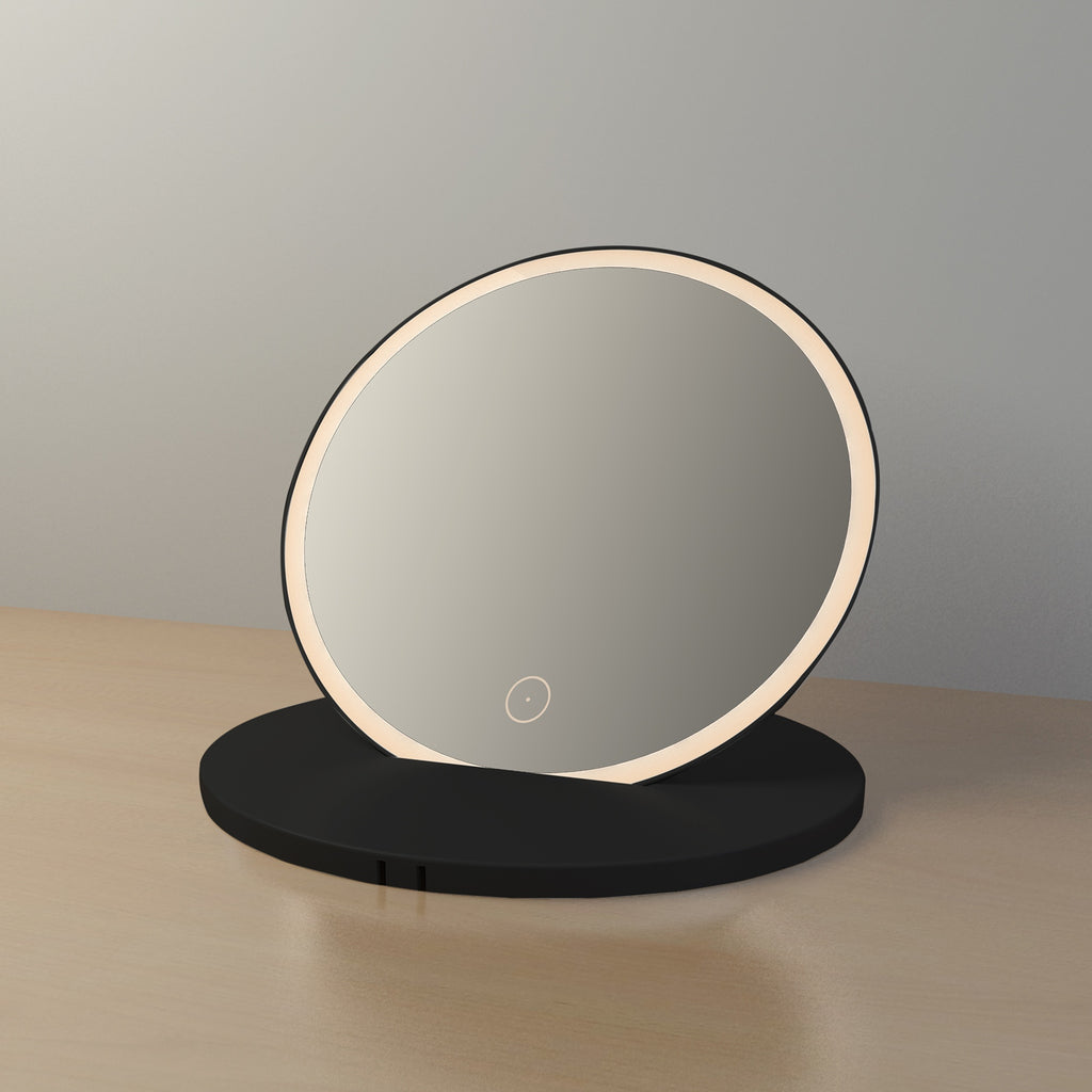 Lorraine Portable Rechargeable LED Vanity Mirror, 2x Magnification, Natural White Light & Eye Protection