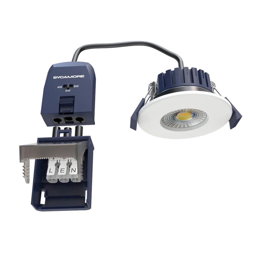 Riga Flex Pro LED Dimmable Downlight, Multi-Wattage & Colour Select, IP65 Fire Rated, Brushed Nickel Finish