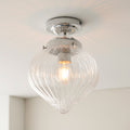 Cheston IP44 Dimmable Bathroom Ceiling Light with Chrome & Ribbed Glass - E27