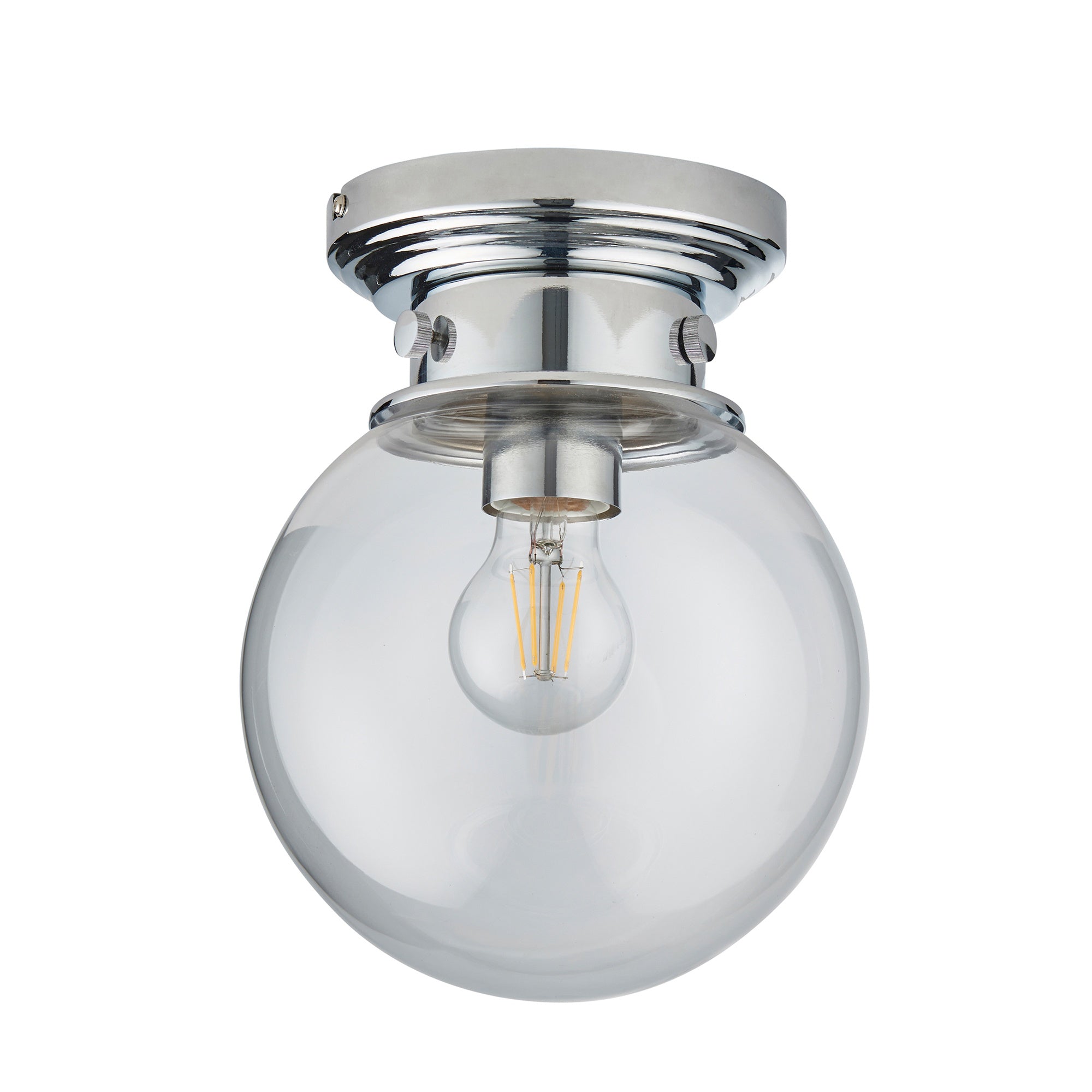 Cheswick IP44 Dimmable Chrome & Glass Flush Bathroom Ceiling Light (E27)