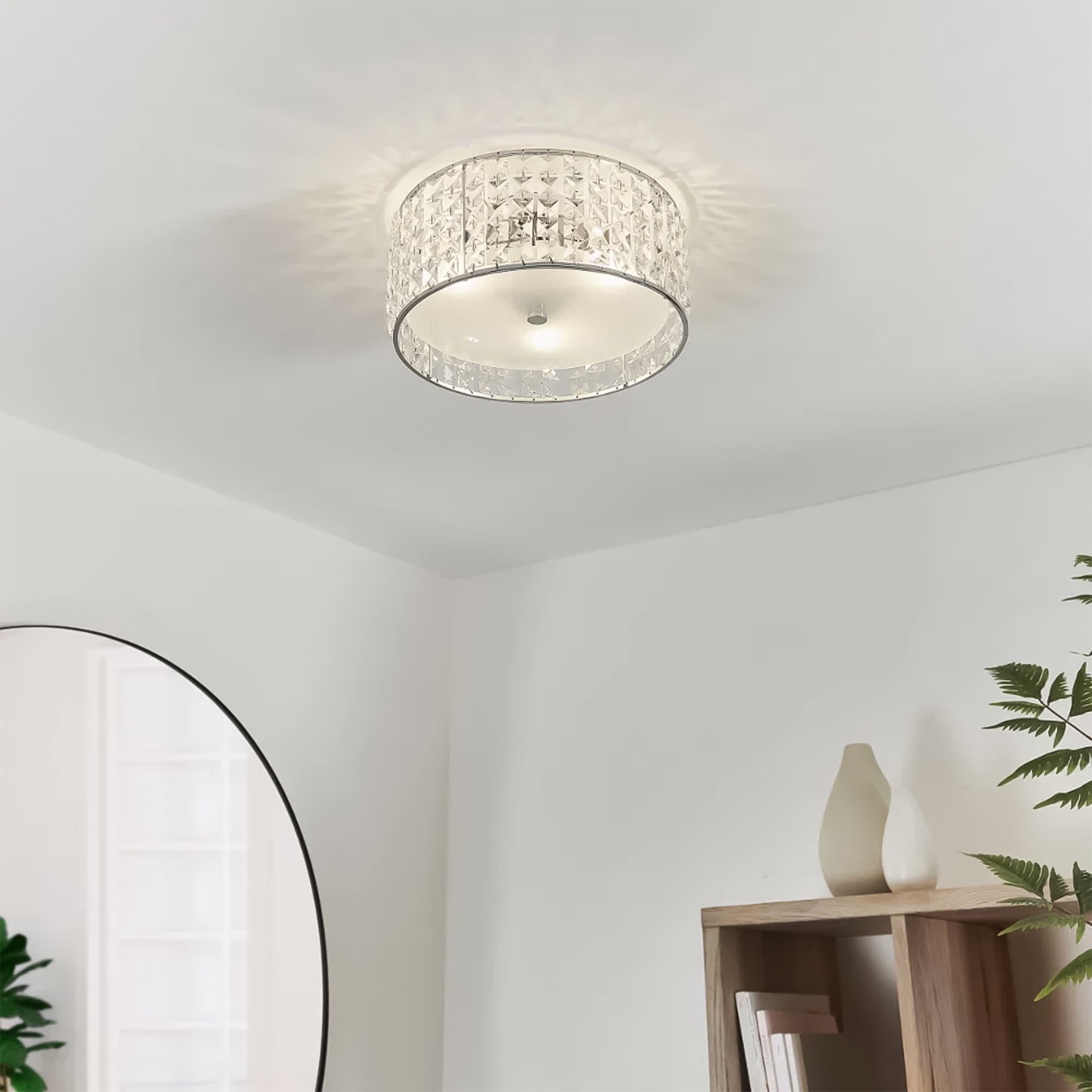 Belfont IP44 Chrome & Crystal Flush Ceiling Light for Bathrooms - G9 LED Compatible