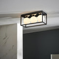 Angular 2 IP44 Black Framed 3-Light Bathroom Ceiling Light with Opal Glass Orbs for G9 LED Bulbs