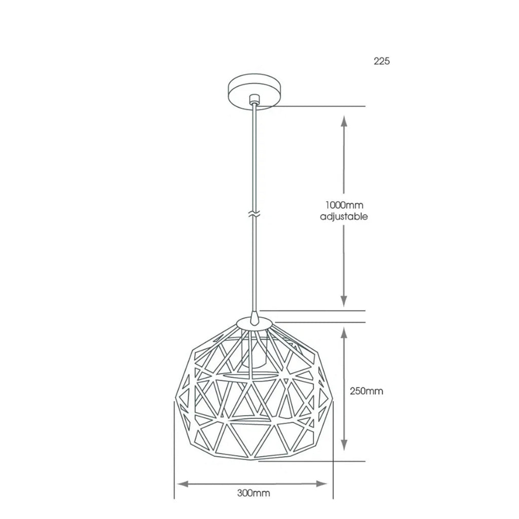Colorado Black Geometric Pendant Light - IP44 Bathroom Rated & Adjustable Flex
