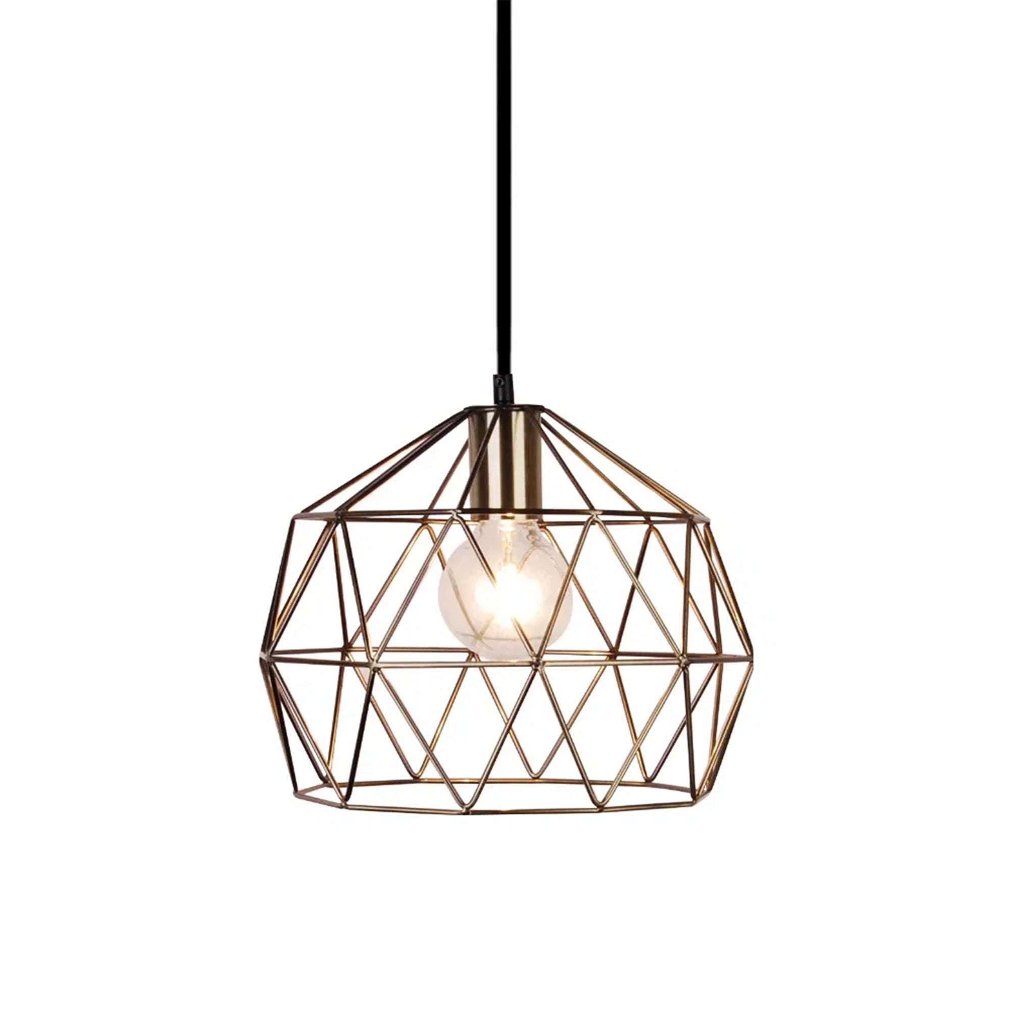 Colorado Geometric Antique Brass IP44 Ceiling Pendant Light with Adjustable Drop