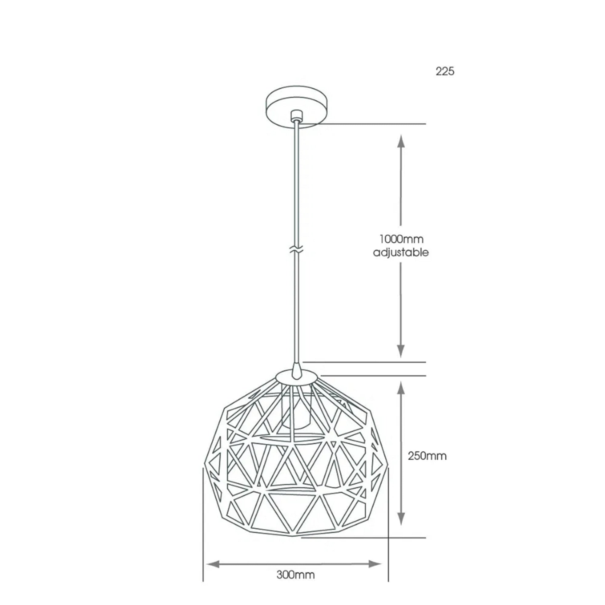 Colorado Geometric Antique Brass IP44 Ceiling Pendant Light with Adjustable Drop