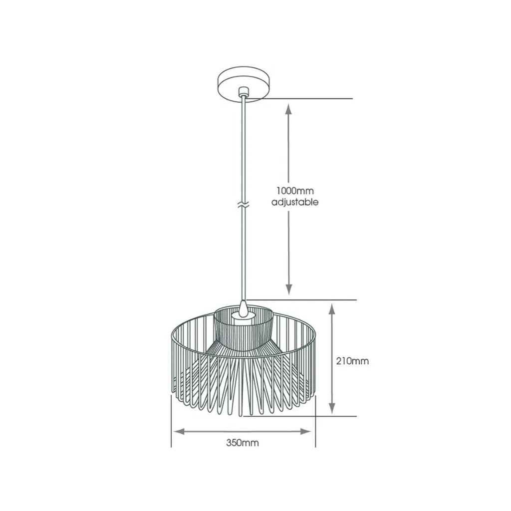 Avon E27 IP44 Black Metal Cage Pendant Light - Adjustable 1m Flex, Perfect for Bathroom & Kitchen