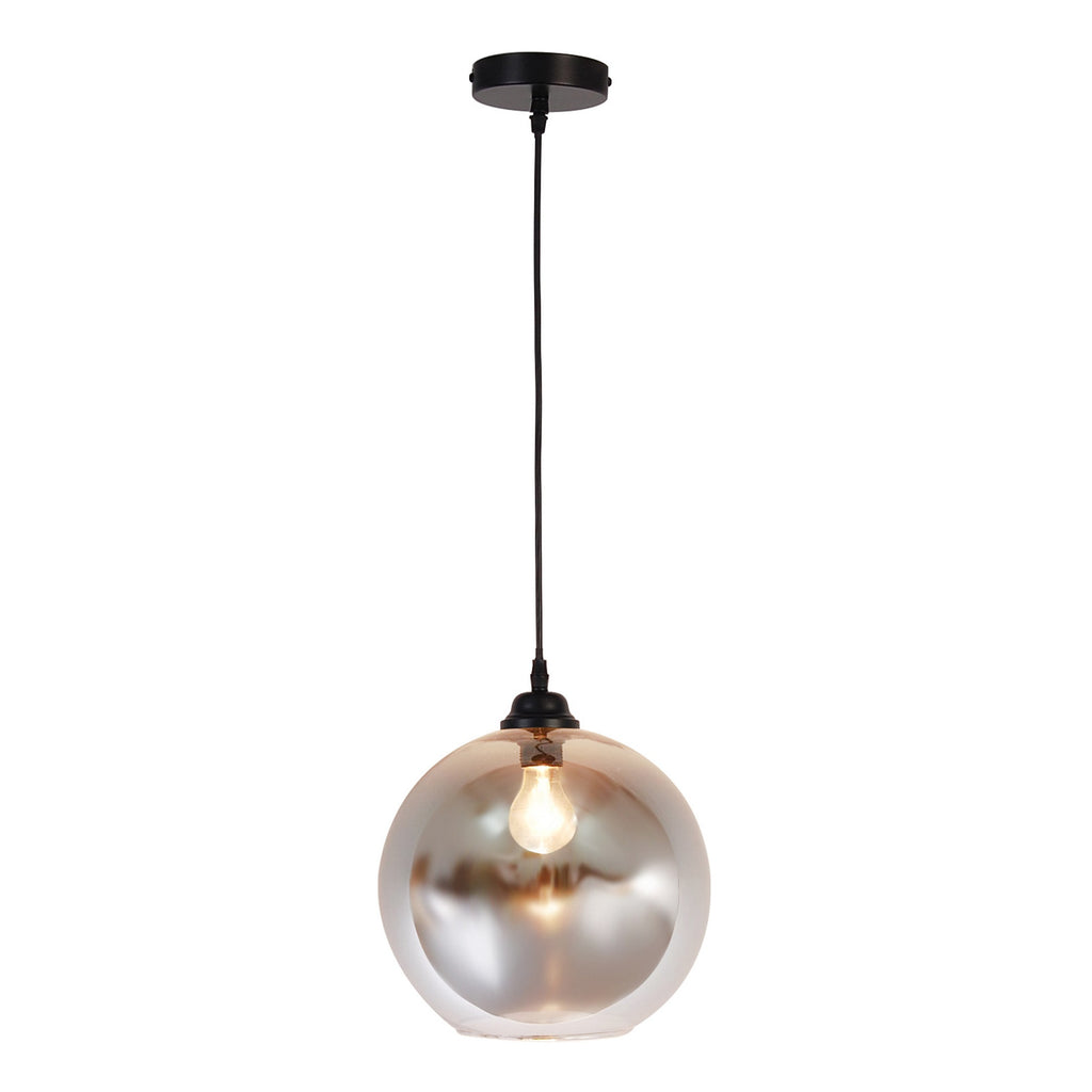 Hudson E27 IP44 Chrome Smoked Glass Pendant Light with Adjustable Drop for Bathrooms & Kitchens