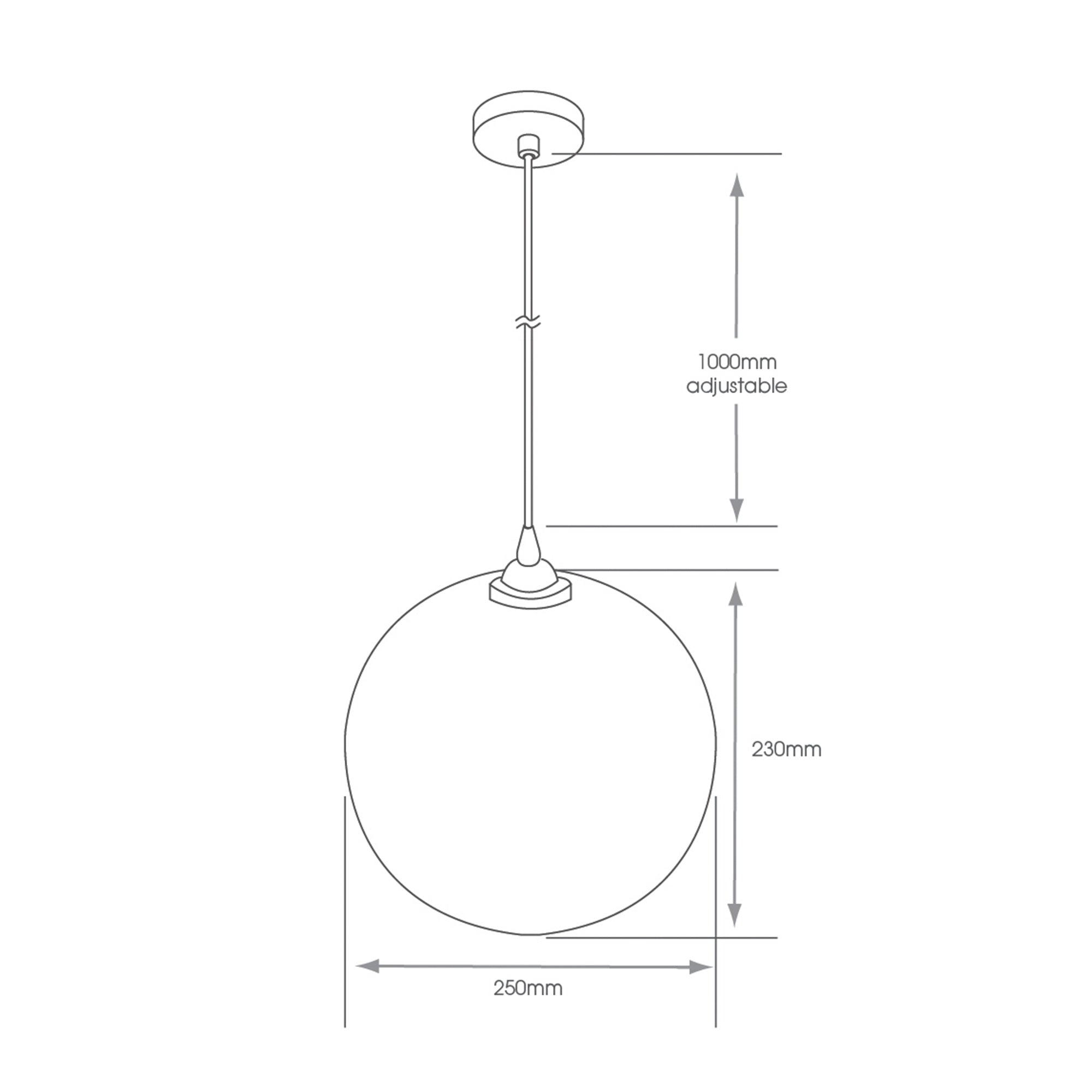 Hudson E27 IP44 Chrome Smoked Glass Pendant Light with Adjustable Drop for Bathrooms & Kitchens