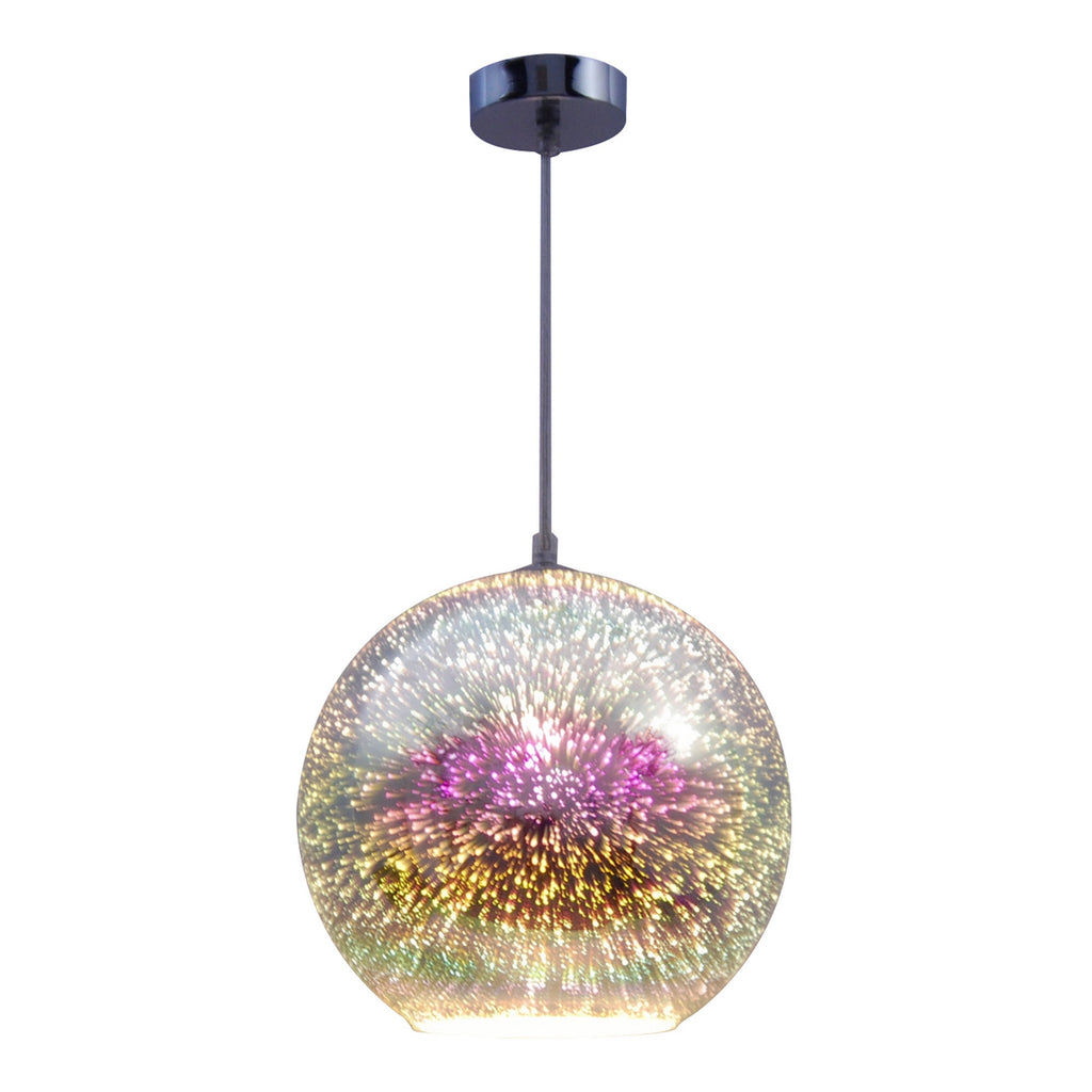 Madeira Holographic E27 IP44 Pendant Light - Adjustable Drop, Chrome Finish for Bathroom & Living Spaces