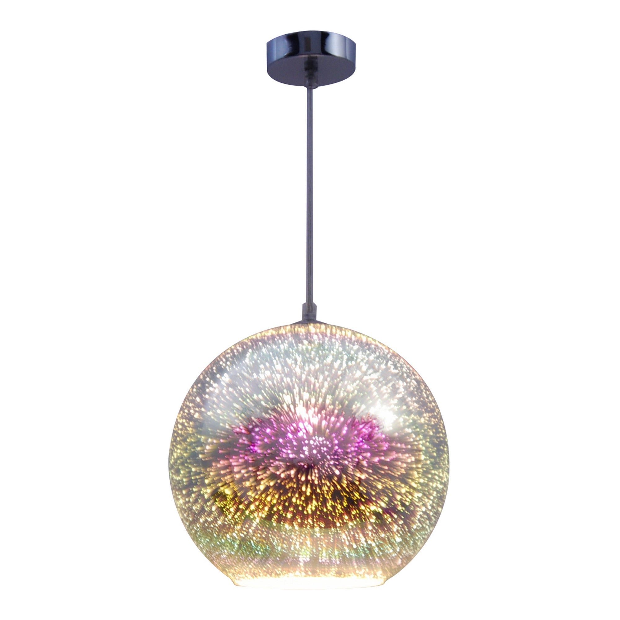 Madeira Holographic E27 IP44 Pendant Light - Adjustable Drop, Chrome Finish for Bathroom & Living Spaces